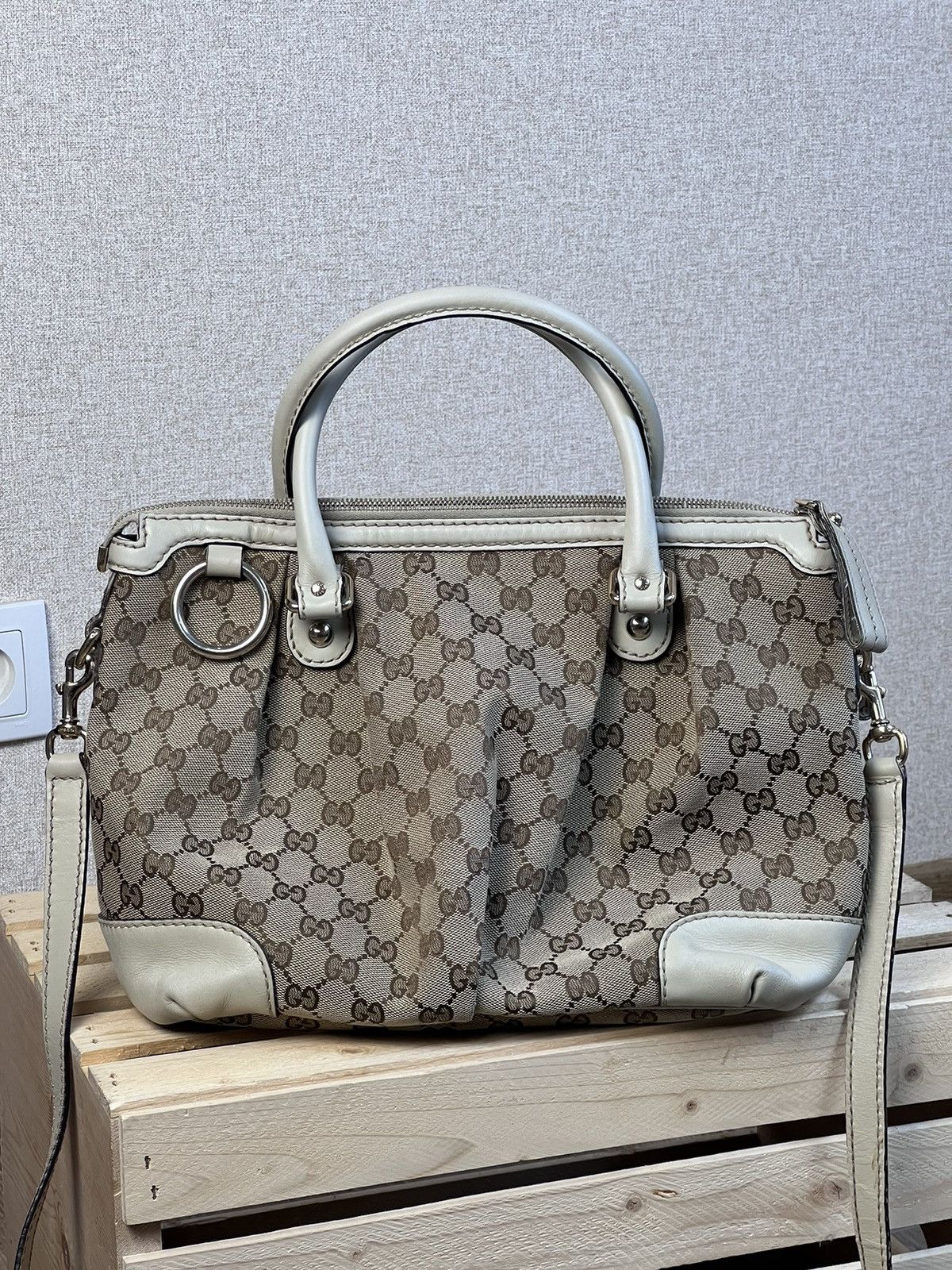 Gucci Gucci GG Canvas/Leather Sukey 2Way Shoulder Bag Beige Size ONE SIZE - 5 Thumbnail
