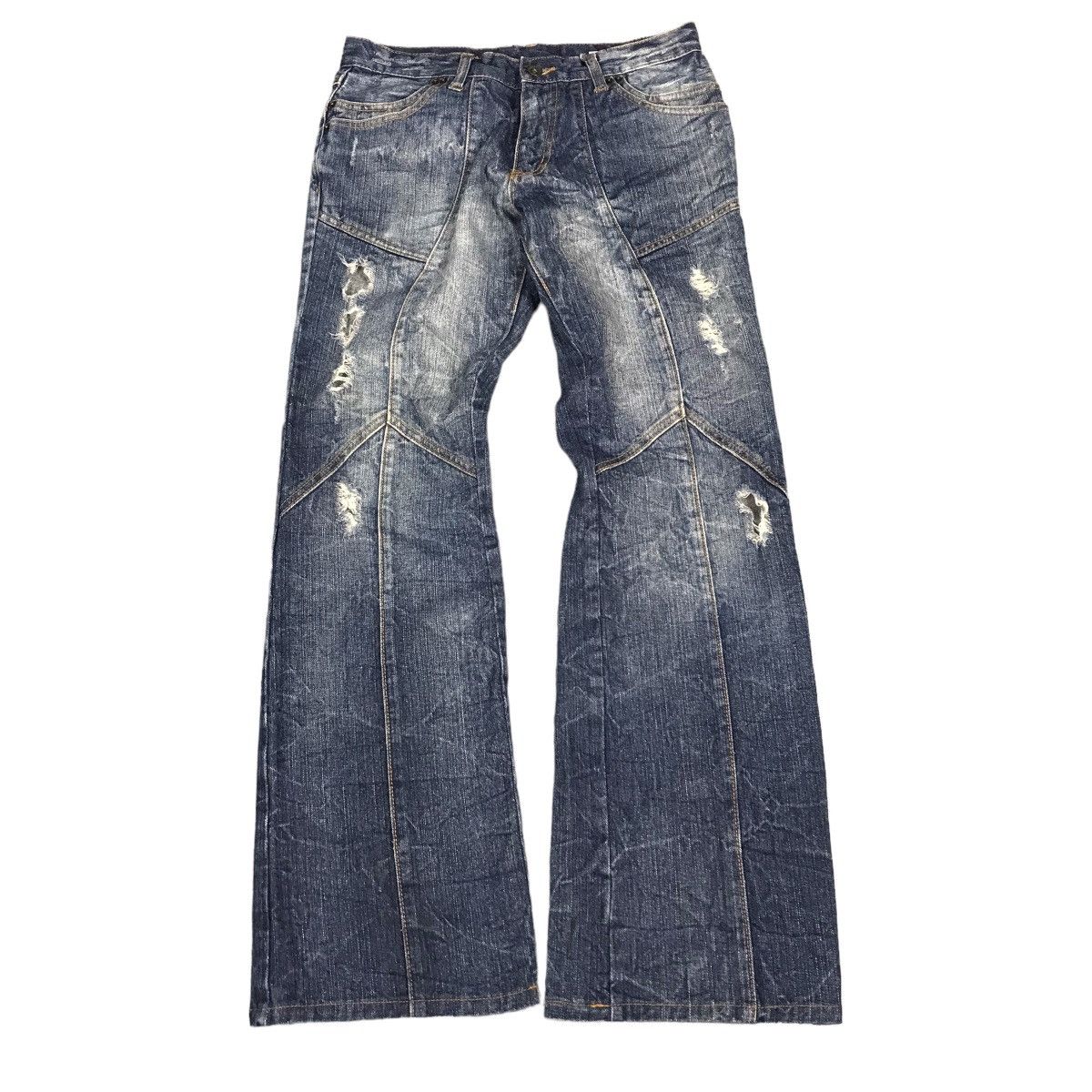 If Six Was Nine FLARE DENIM SEMANTICDESIGN RIPPED DISTRESSED BOOT CUT PANTS Size US 28 / EU 44 - 1 Thumbnail