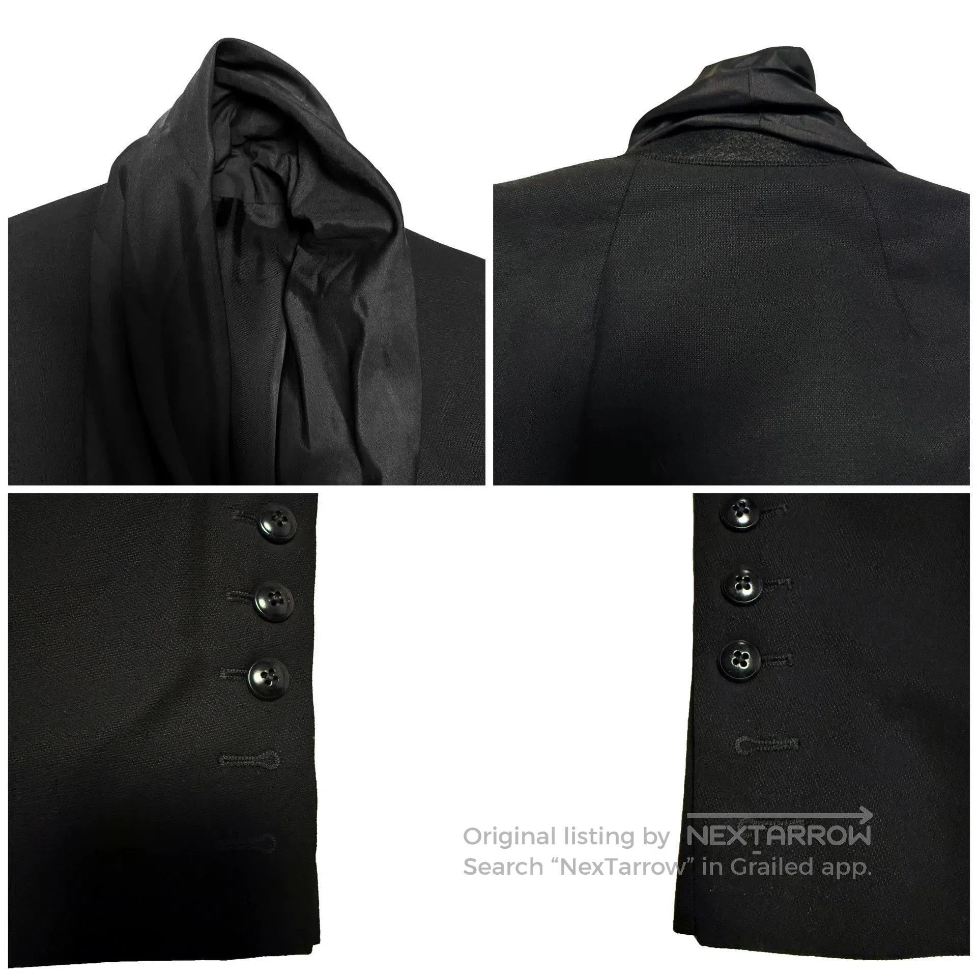 Rick Owens Black Blazer with Draped Collar. Size US M / EU 48-50 / 2 - 7 Thumbnail