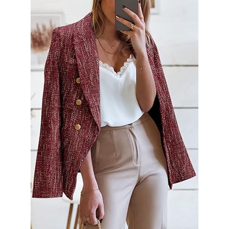 Other Happy Sailed Womens Blazer Double Breasted Turndown Collar Size XL / US 12-14 / IT 48-50 - 3 Thumbnail