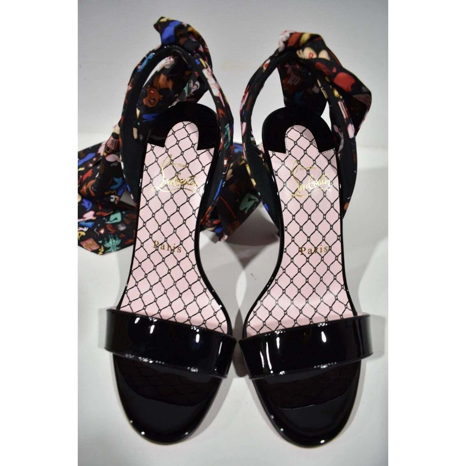 Christian Louboutin Fetish Du Desert 100 Black Lace Up Tie Sandal Heel Pump 37 Size US 7 / IT 37 - 7 Thumbnail