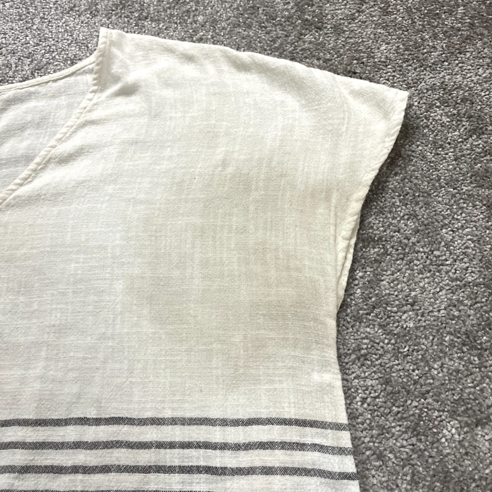 Vintage Kona Sol Linen Ramie Beach Cover Up Women M White Striped Sleeveless V-Neck Size ONE SIZE - 5 Thumbnail