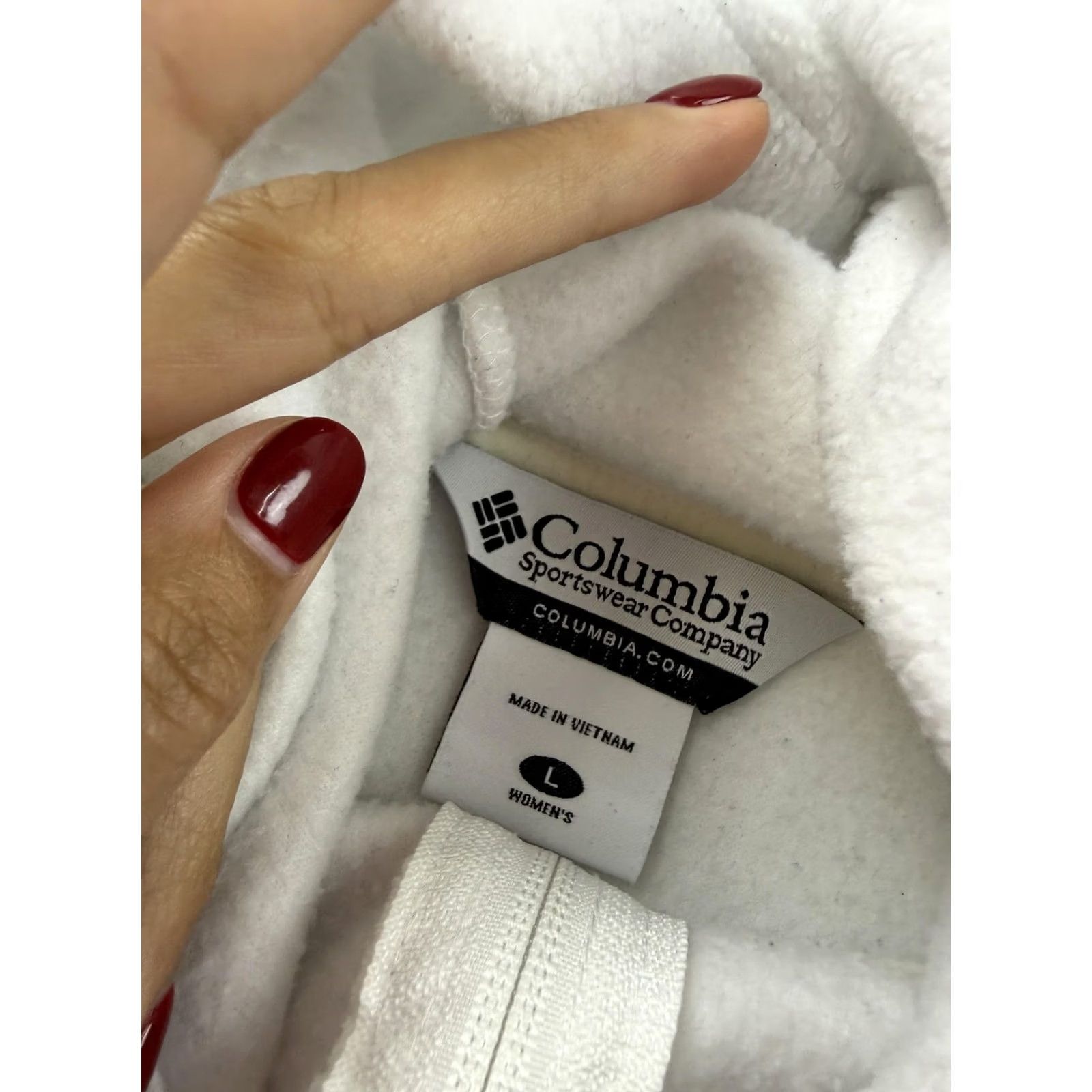 Vintage Columbia Jacket Womens L White Hooded Fleece Full Zip Pockets Cozy Outdoor Size L / US 10 / IT 46 - 5 Thumbnail