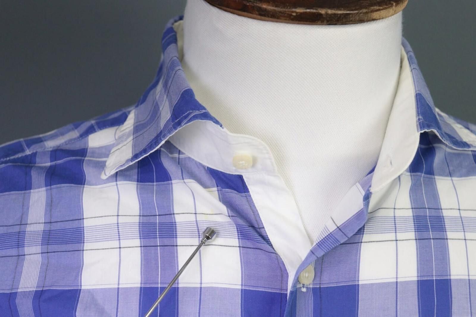 Designer Hackett London Slim Fit Blue Check Button Down Shirt Size L Size US L / EU 52-54 / 3 - 4 Thumbnail