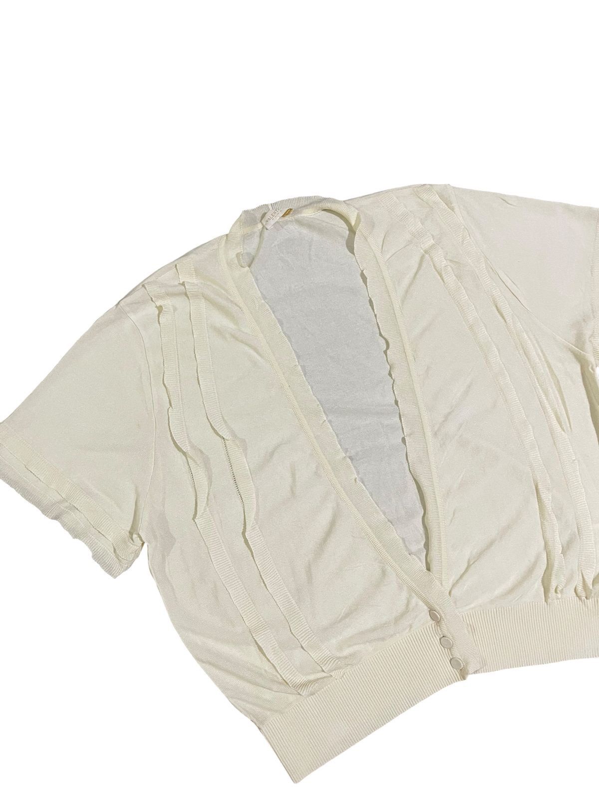 Valentino Valentino Cream Ruffles Crop Cardigan Size M / US 6-8 / IT 42-44 - 4 Thumbnail
