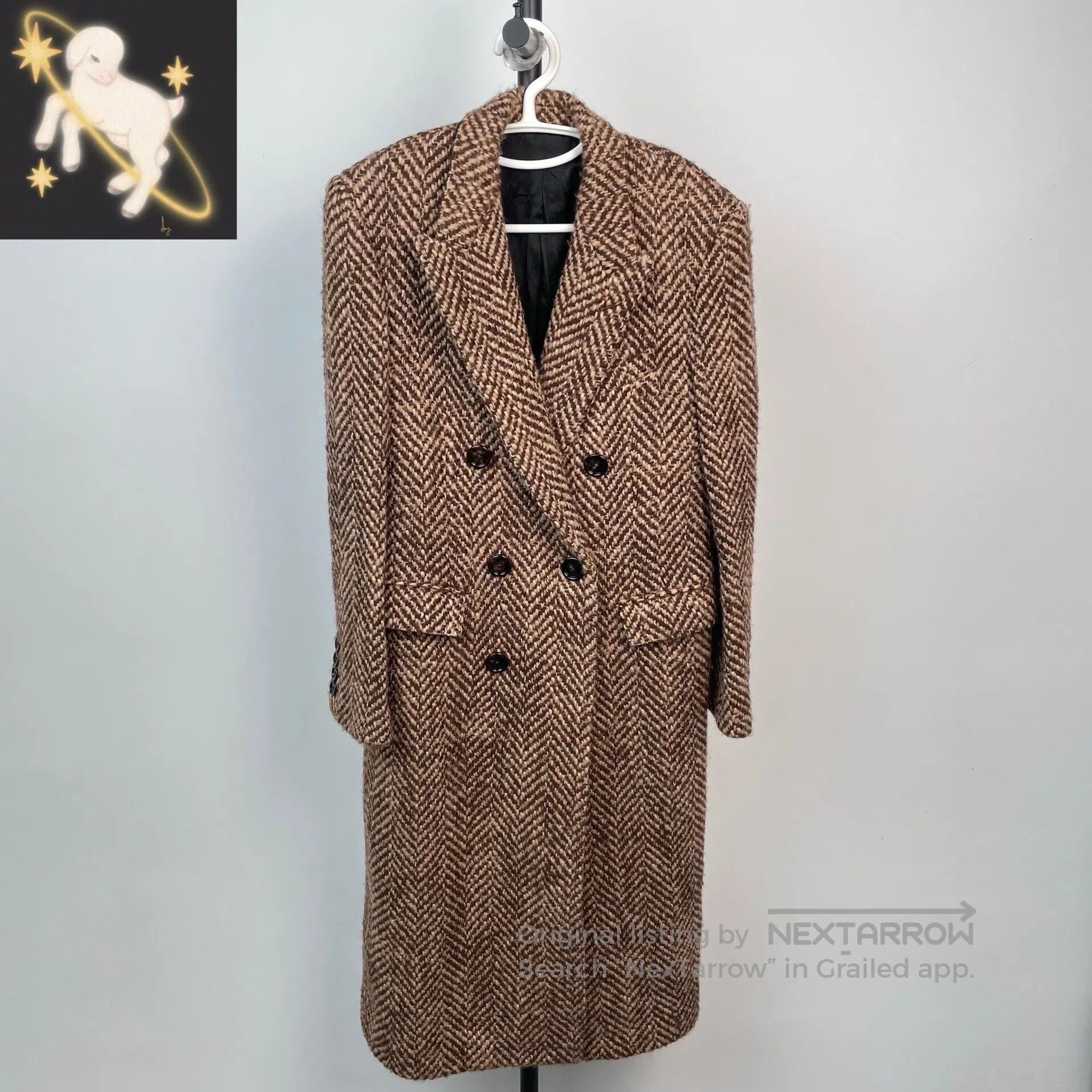 Celine CELINE Herringbone Brown Double Breasted Coat| Size XS / US 0-2 / IT 36-38 - 1 Thumbnail