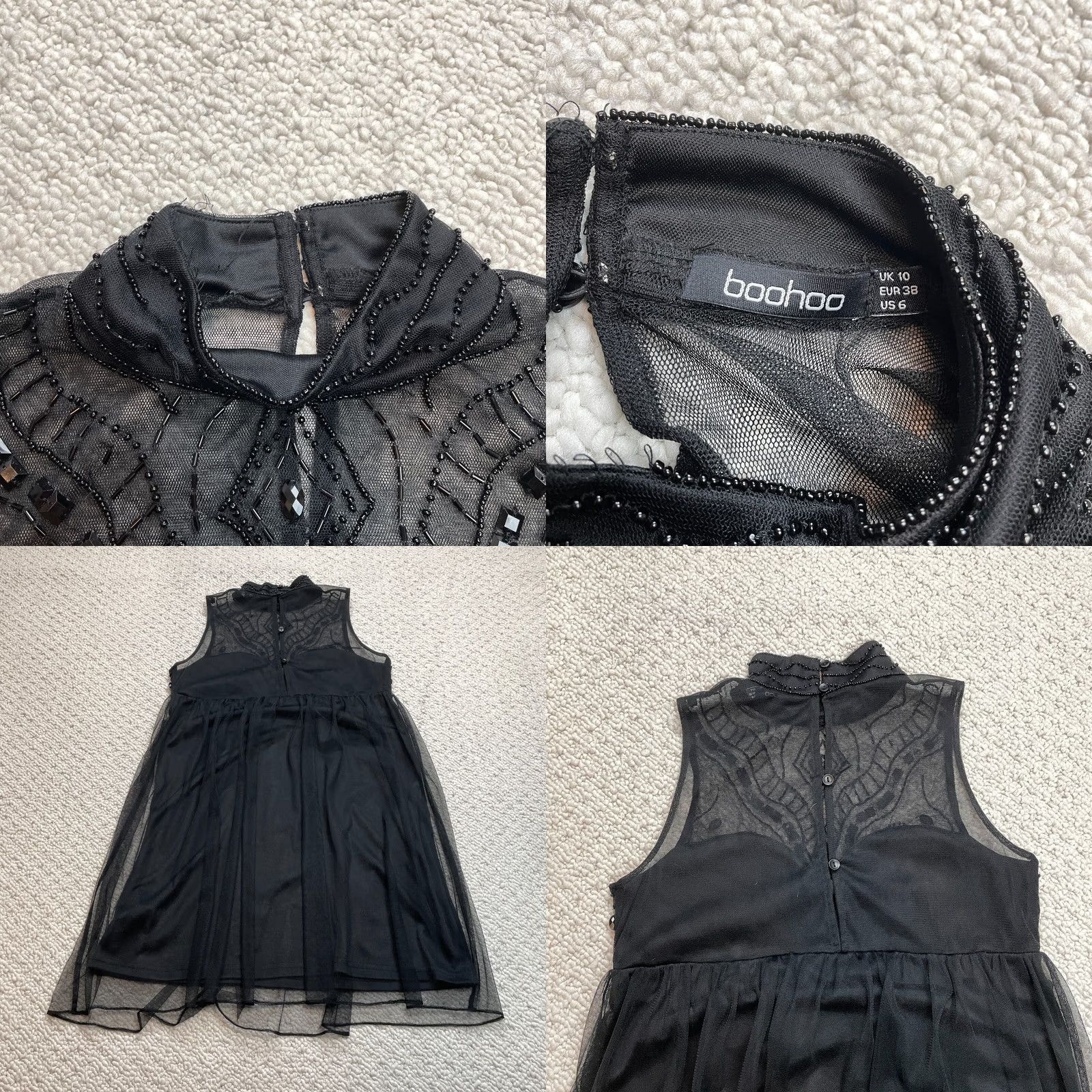 Boohoo Boohoo Dress Womens Black Sleeveless Sheer Shell Midi Shift Casual Party Polyester Size M / US 6-8 / IT 42-44 - 8 Thumbnail