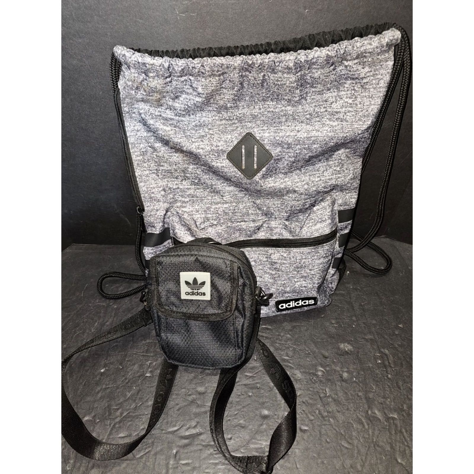 Adidas Adidas Alliance II Sackpack Drawstring Sling Bag Crossbody Bag Pockets Gray Polyester Size ONE SIZE - 2 Thumbnail