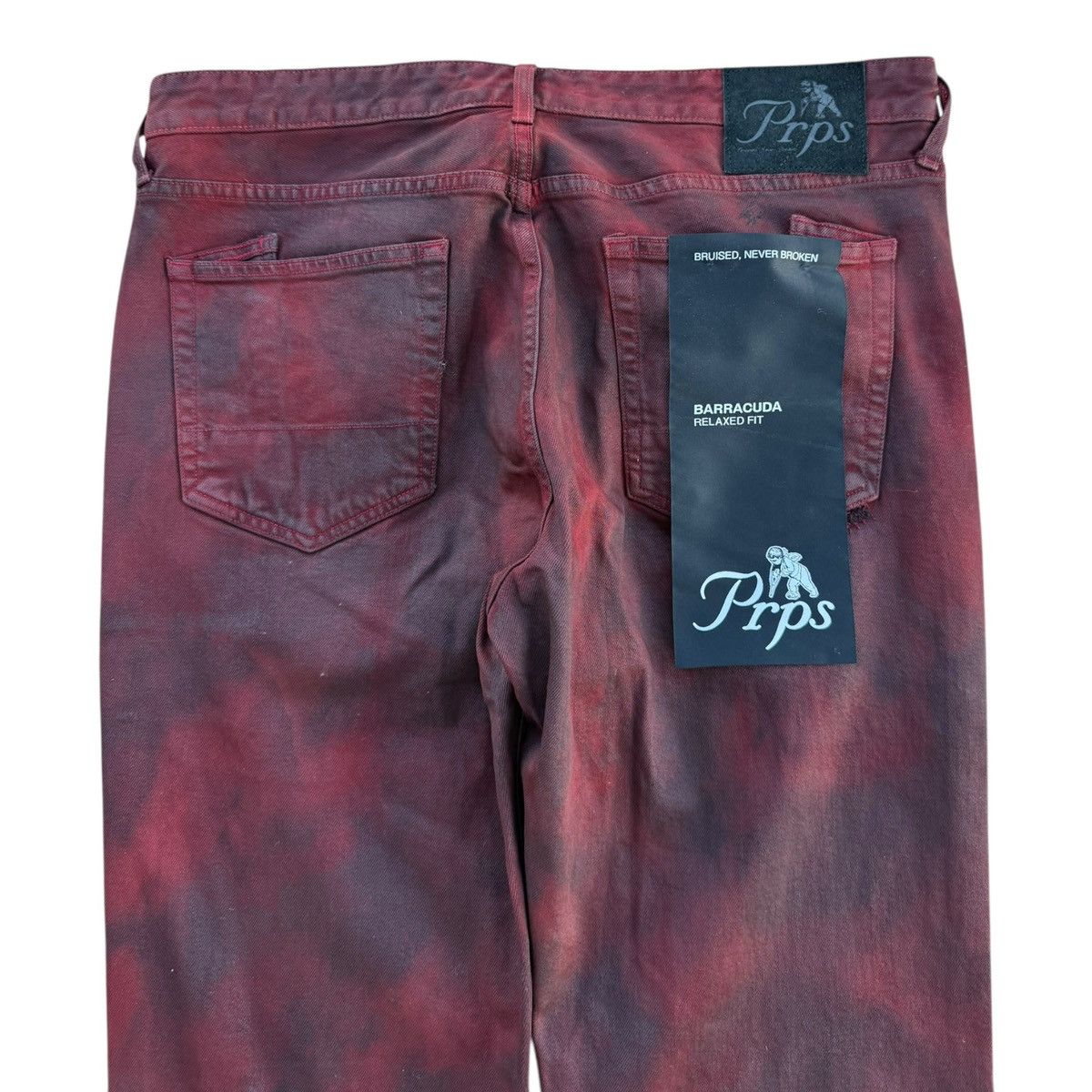 Prps PRPS Barracuda Relaxed Fit Maroon Overdyed Jeans 38 NWT Size US 38 / EU 54 - 8 Thumbnail