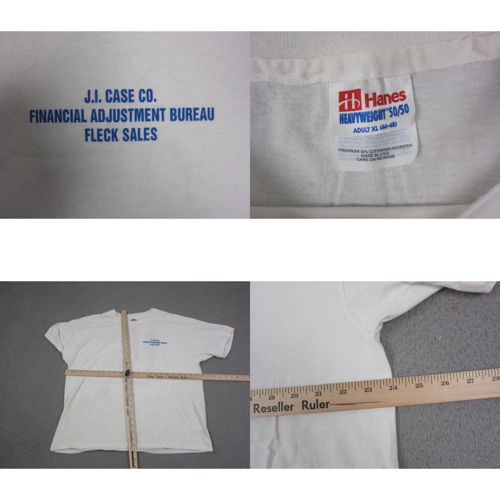 Hanes Vintage Hanes Shirt XL White Crew Neck Short Sleeve USA 90s Classic School T-Shirt Mens Regular Fit Cotton Polyester Knit Single Stitch Size US XL / EU 56 / 4 - 9 Thumbnail