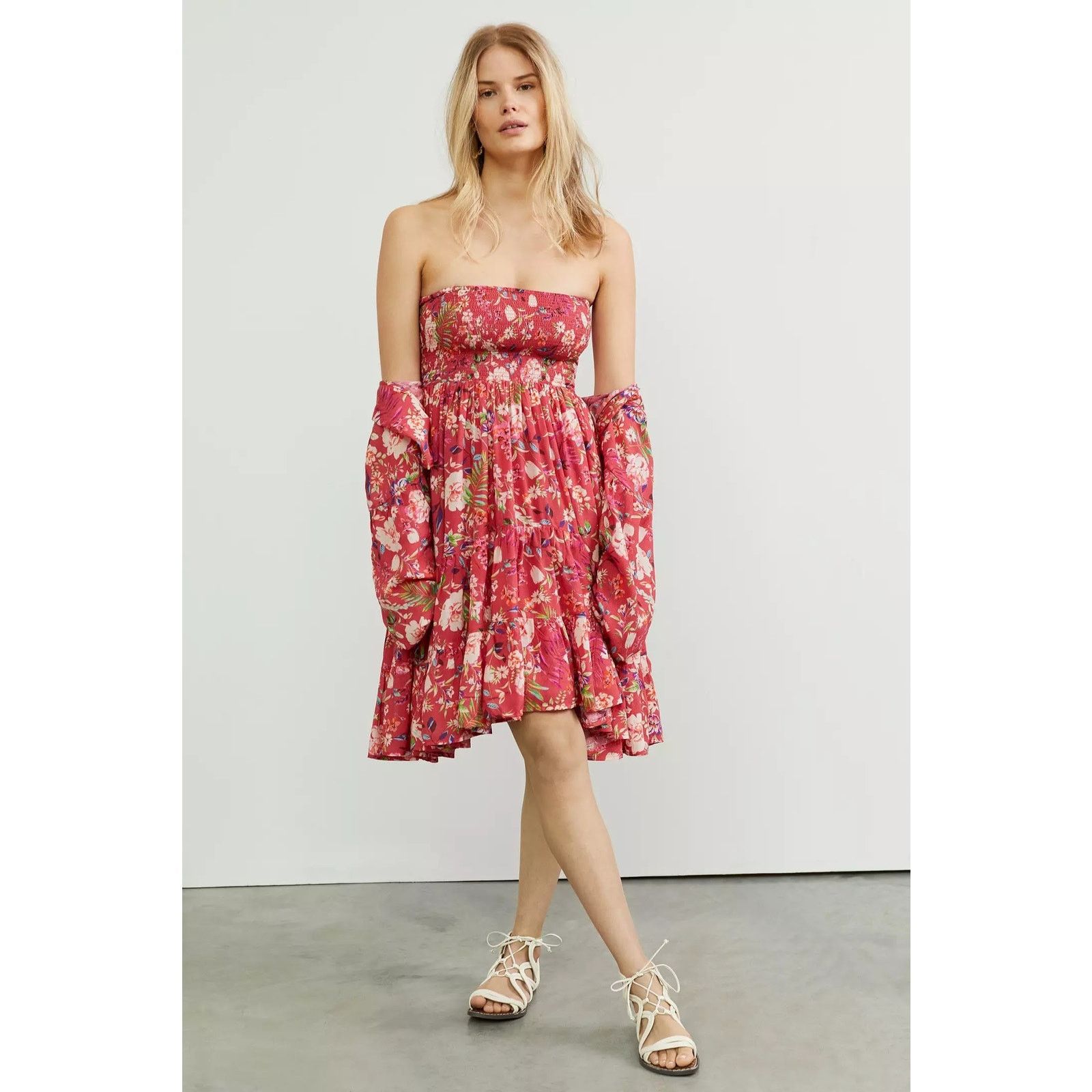 Anthropologie New Anthropologie Smocked Floral Skirt & Tie Front Top Set Size 32" / US 10 / IT 46 - 4 Thumbnail