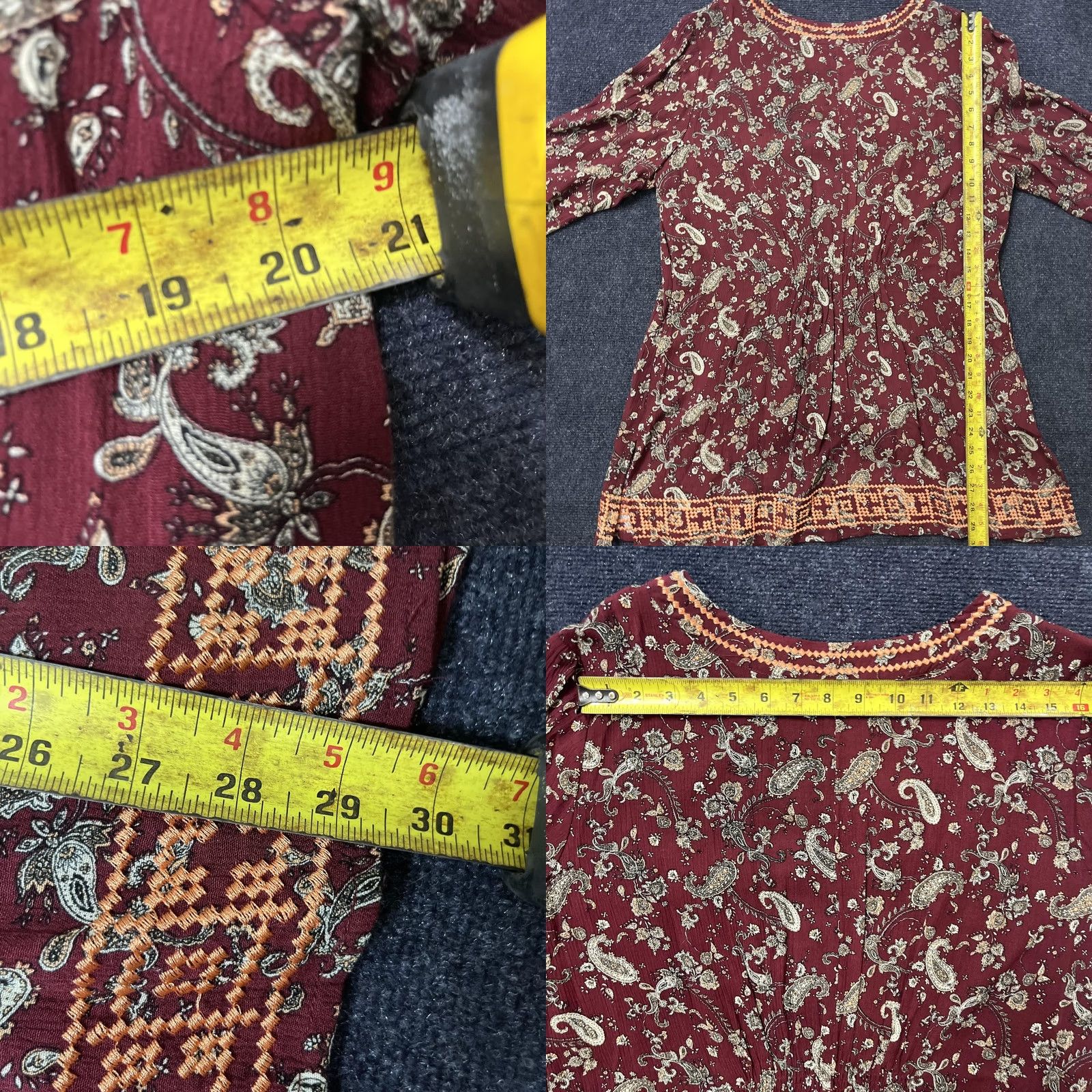 Vintage Magnolia Grace Blouse Womens XL Red Paisley Tunic Boho Embroidered 3/4 Sleeve V-Neck Size XL / US 12-14 / IT 48-50 - 8 Thumbnail