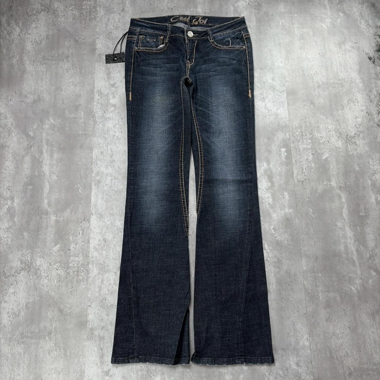 Other Y2K C’est Toi Grunge Flared Deadstock Gothic Denim Jeans Size 30" / US 8 / IT 44 - 2 Thumbnail