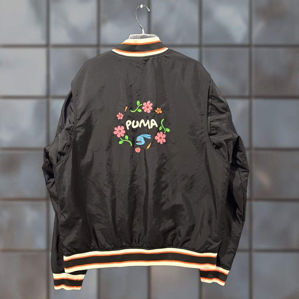 Puma PUMA Bomber Jacket Men XL Black Graphic Button Up X Random Event Y2K Rare IDU? Size US XL / EU 56 / 4 - 1 Thumbnail