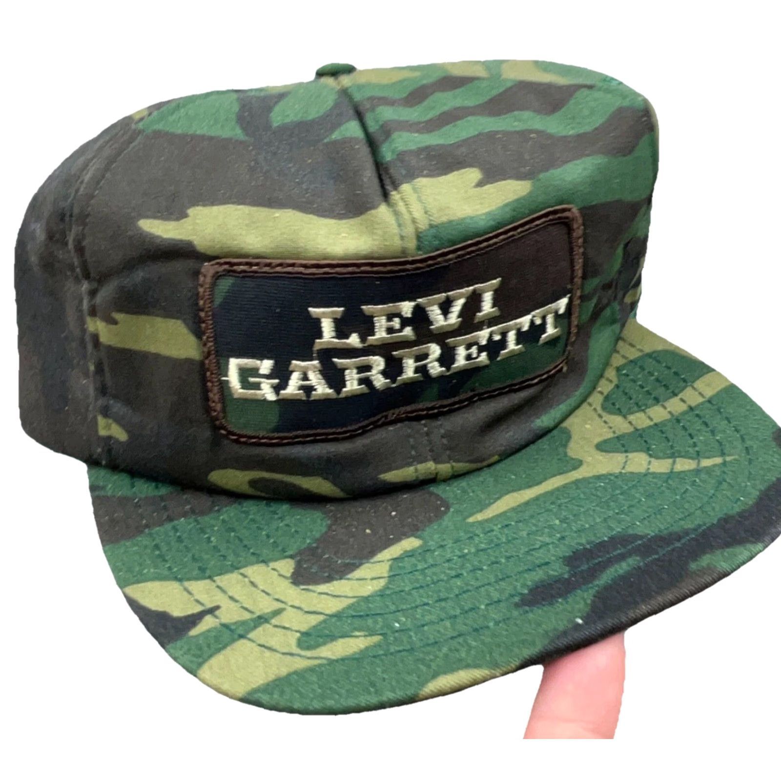 Vintage VINTAGE Levi Garrett Trucker Hat Cap Snap Back Green Camo 80s Baseball Dad Style Adjustable Mens USA Size ONE SIZE - 4 Thumbnail