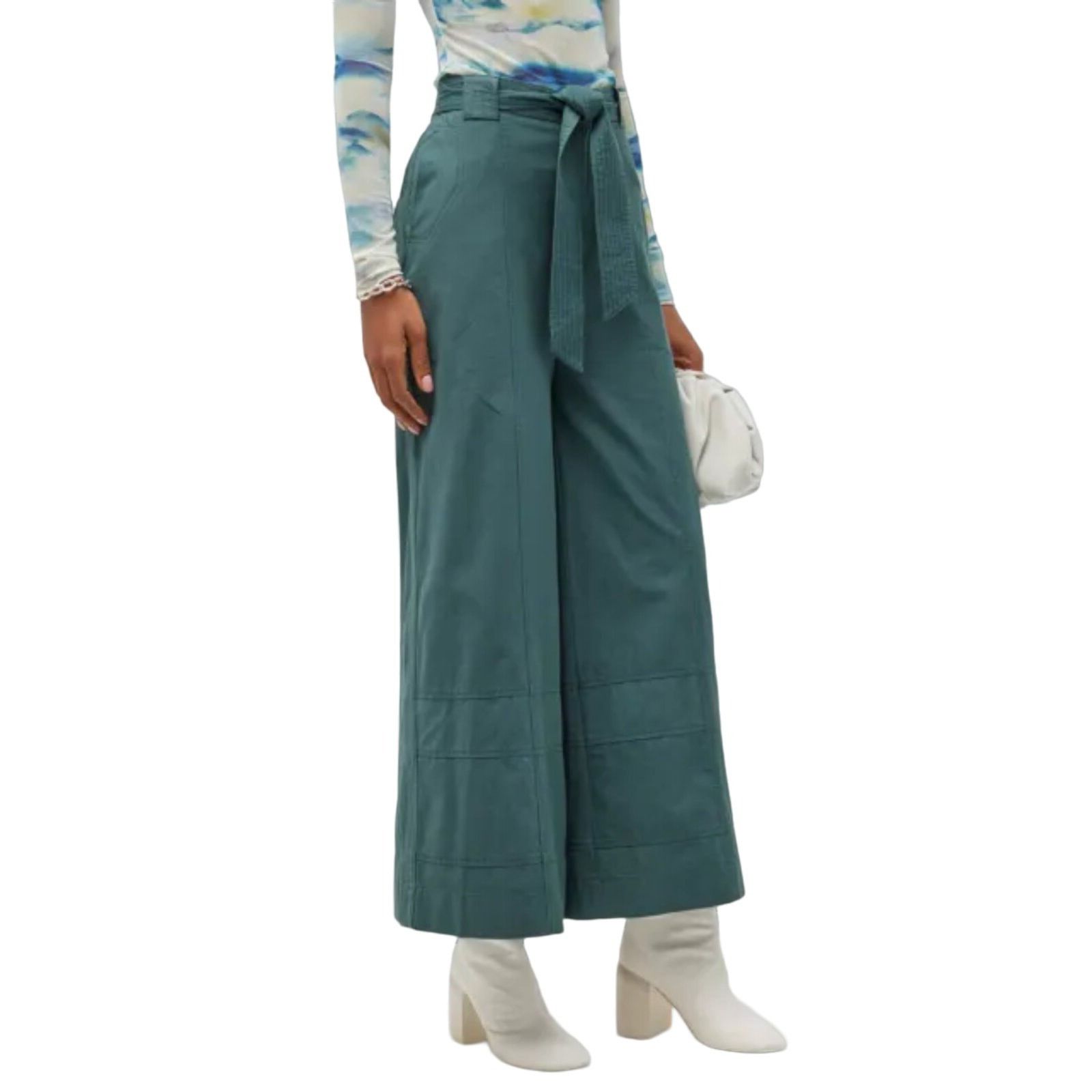 Mes Demoiselles Mes Demoiselles Women's Wide-Leg Belted Pants Teal Size 24" / US 00 / IT 34 - 1 Thumbnail