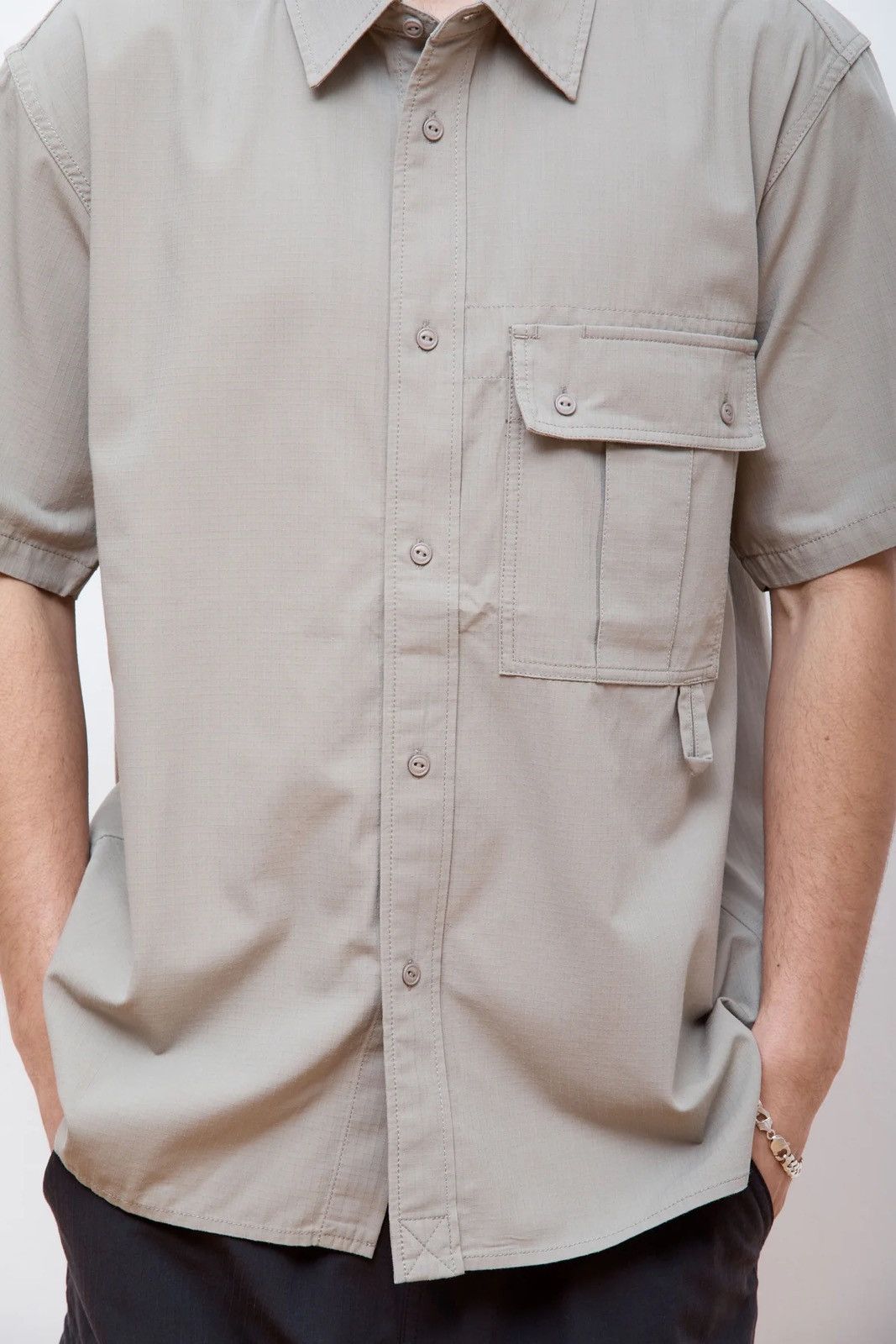 Snow Peak Snow Peak Takibi Light Ripstip Short Sleeve Shirt Light Grey Size US M / EU 48-50 / 2 - 6 Thumbnail
