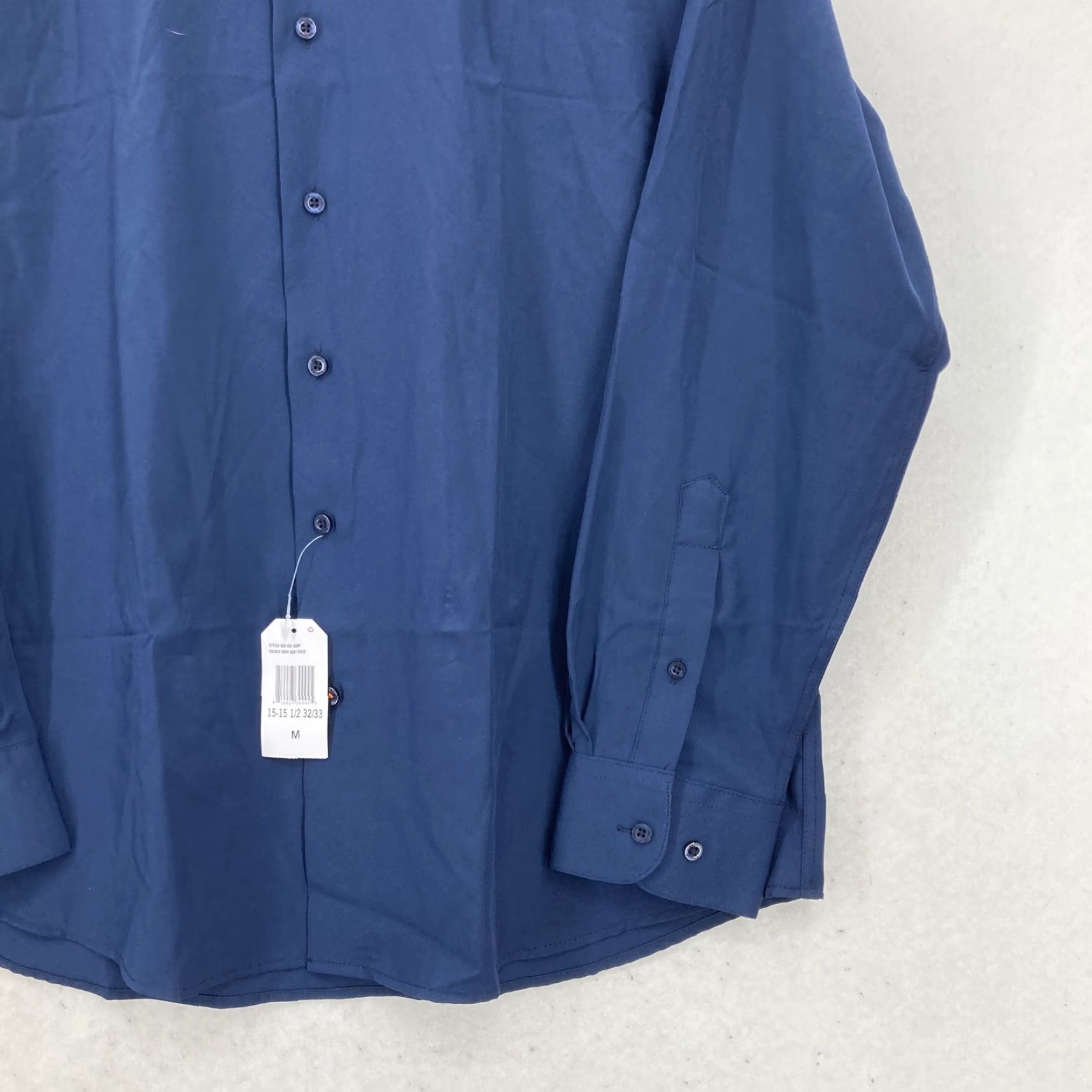 Nautica Nautica Dress Shirt Mens M Dark Navy Blue Regular Fit Stretch Button Up NWT Size 40R - 3 Thumbnail