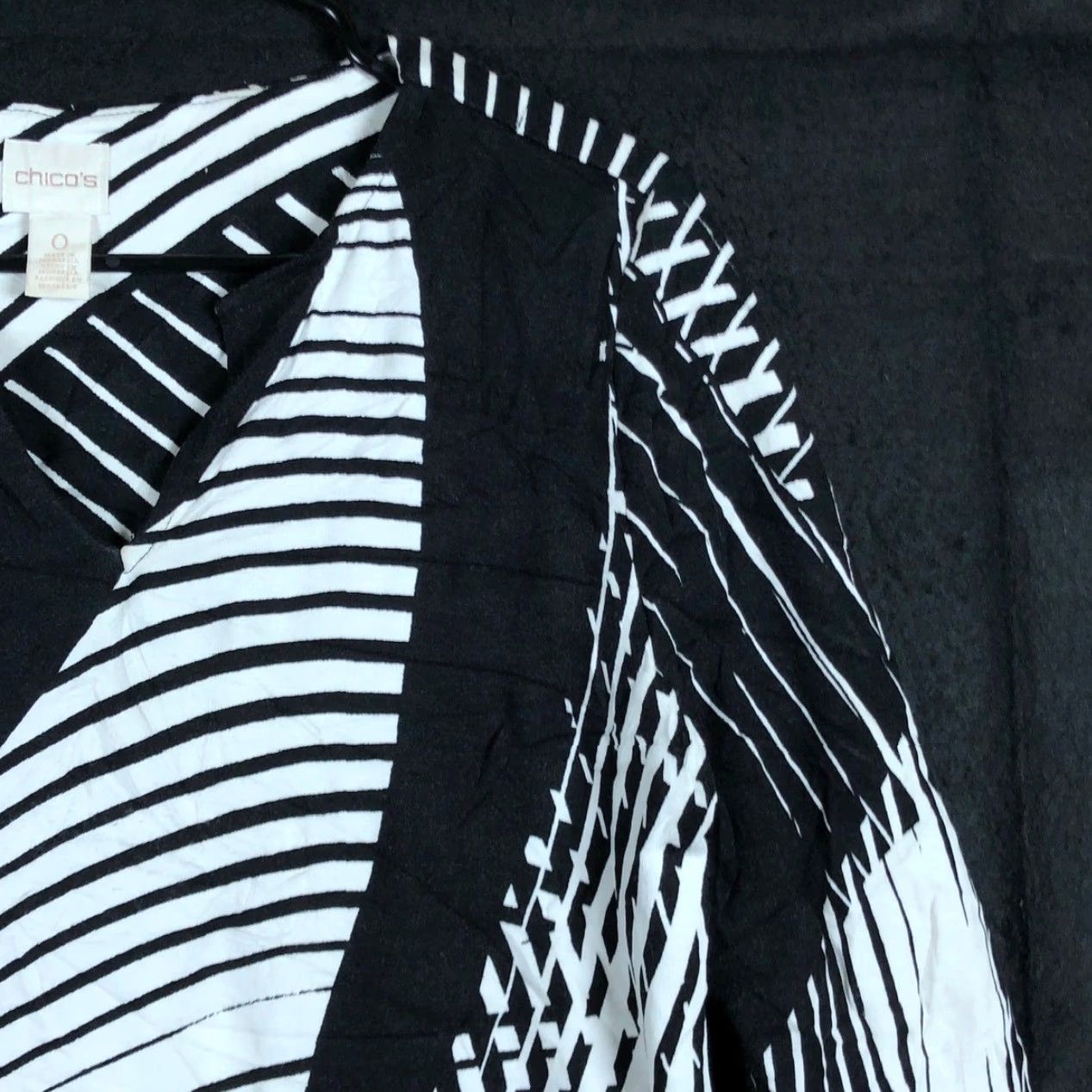 Vintage Chicos Blouse Womens Black White Abstract V-Neck Long Sleeve Stretch Shirt Casual Workwear 0 Size S / US 4 / IT 40 - 5 Thumbnail