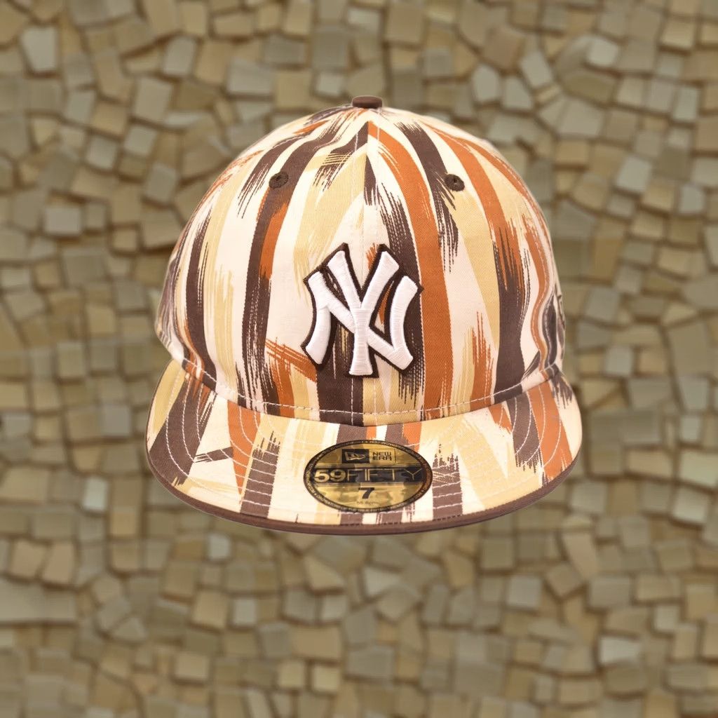 New Era New Era 59Fifty NY Brown Beige Striped Cotton Snapback Cap Size 7 (55.8 cm) Mens Hat Size ONE SIZE - 1 Thumbnail