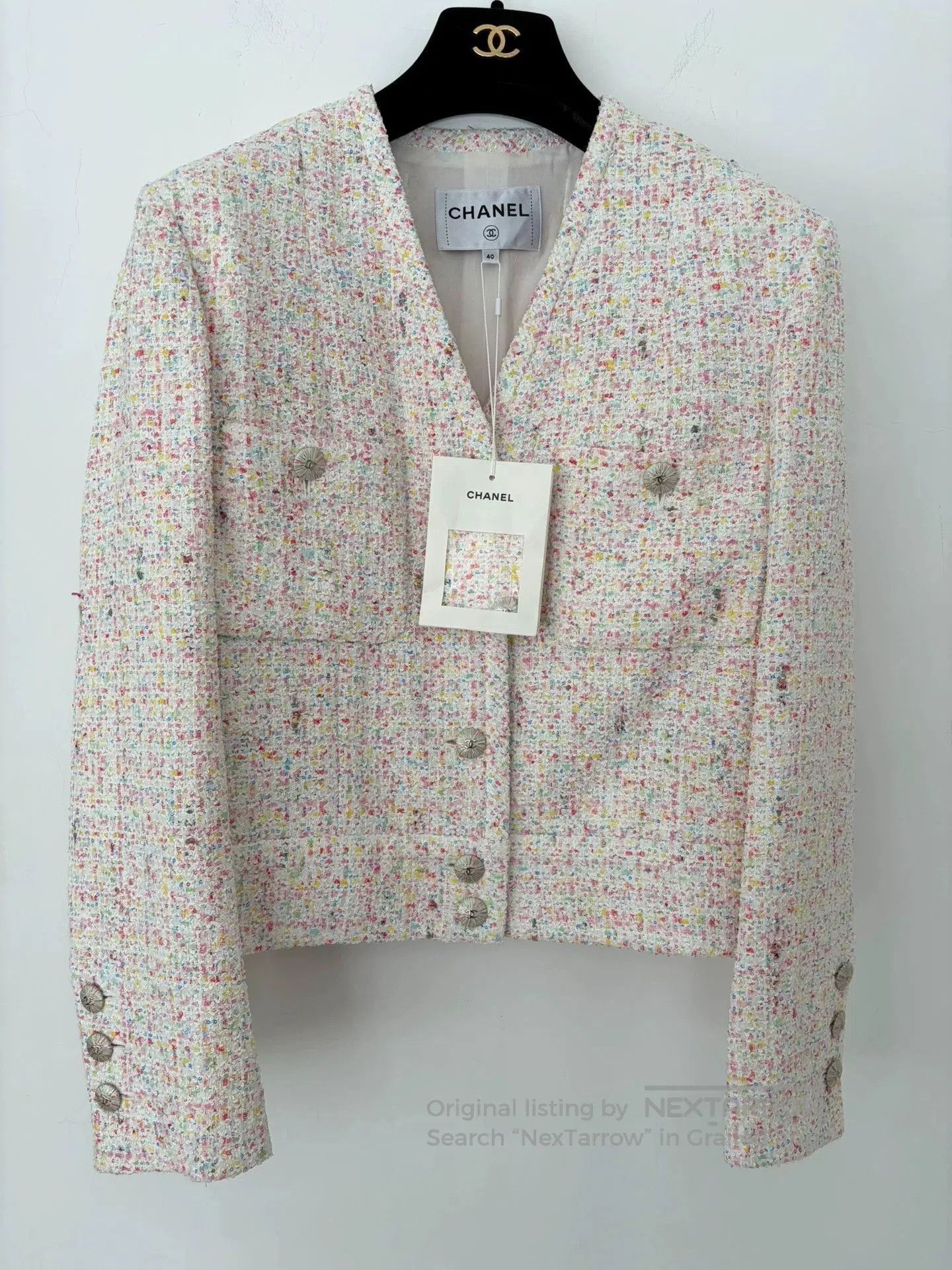 Chanel Chanel 25P Pink Sequin Tweed Jacket. Size US XL / EU 56 / 4 - 1 Thumbnail