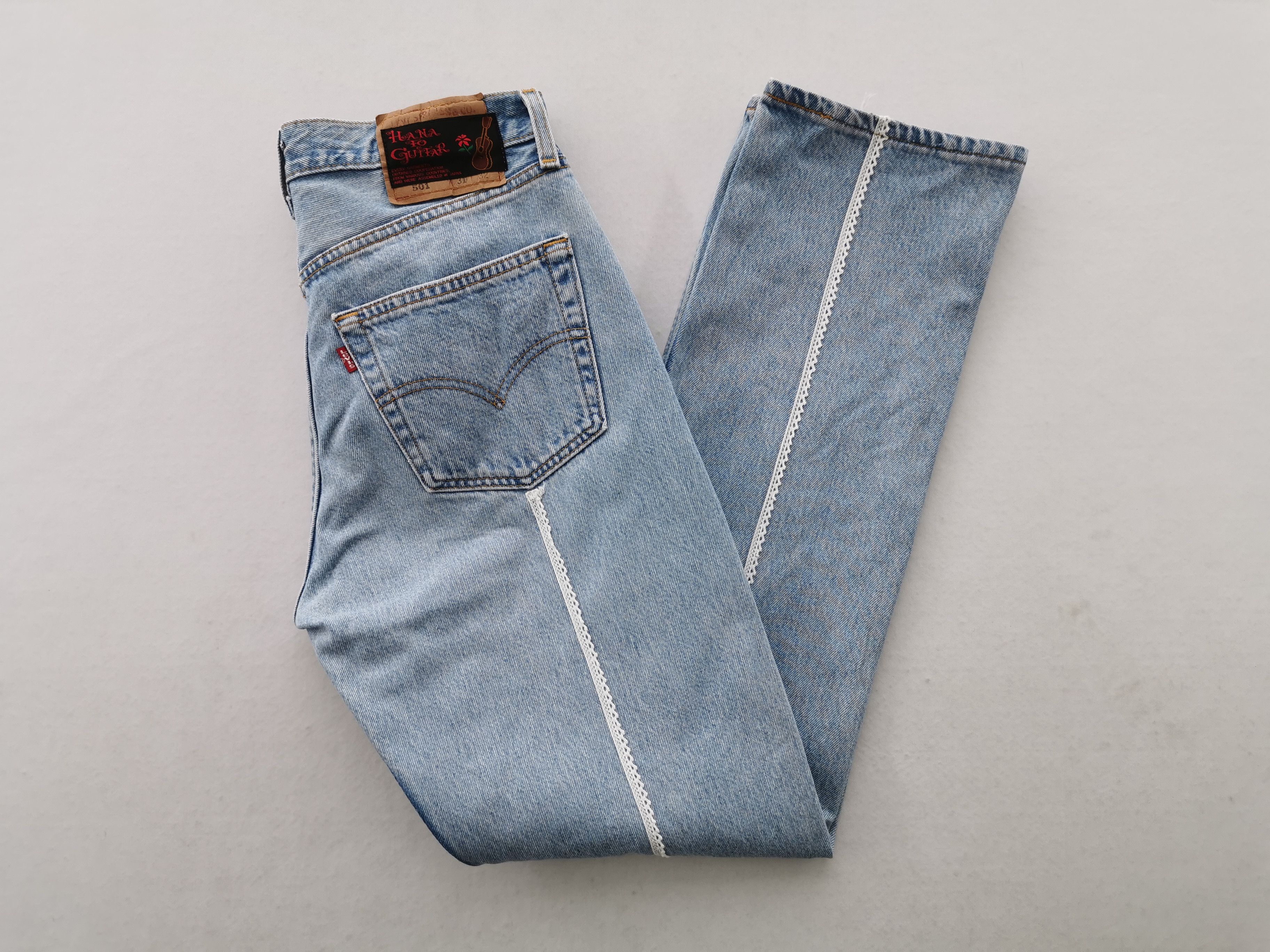 Levi's Vintage 90s Levis Lot 501 x Hana To Guitar Painting Denim Size US 31 - 4 Thumbnail