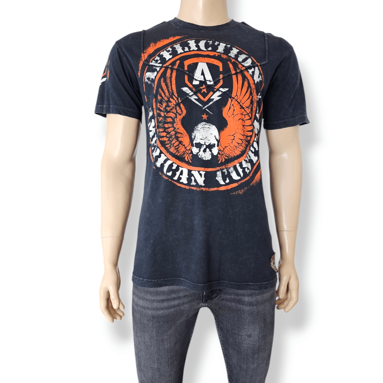 Affliction Affliction Acid Wash Black & Orange Graphic Print T-Shirt Size US L / EU 52-54 / 3 - 1 Thumbnail