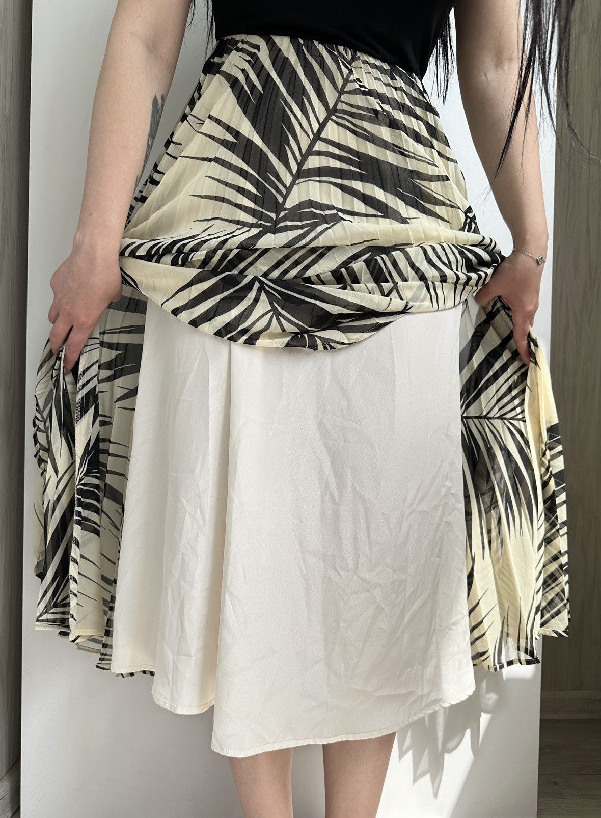 Max Mara Max Mara Studio One-Shoulder Pleated Palm Print Midi Dress Size M / US 6-8 / IT 42-44 - 8 Thumbnail