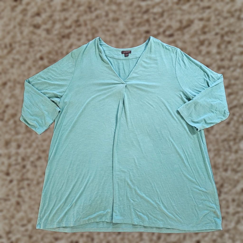 J. Jill J Jill Wearever Top Tunic Womens XL Petite Green V-Neck Stretchy Casual Minimal Shirt Blouse Womens Size XL / US 12-14 / IT 48-50 - 1 Thumbnail