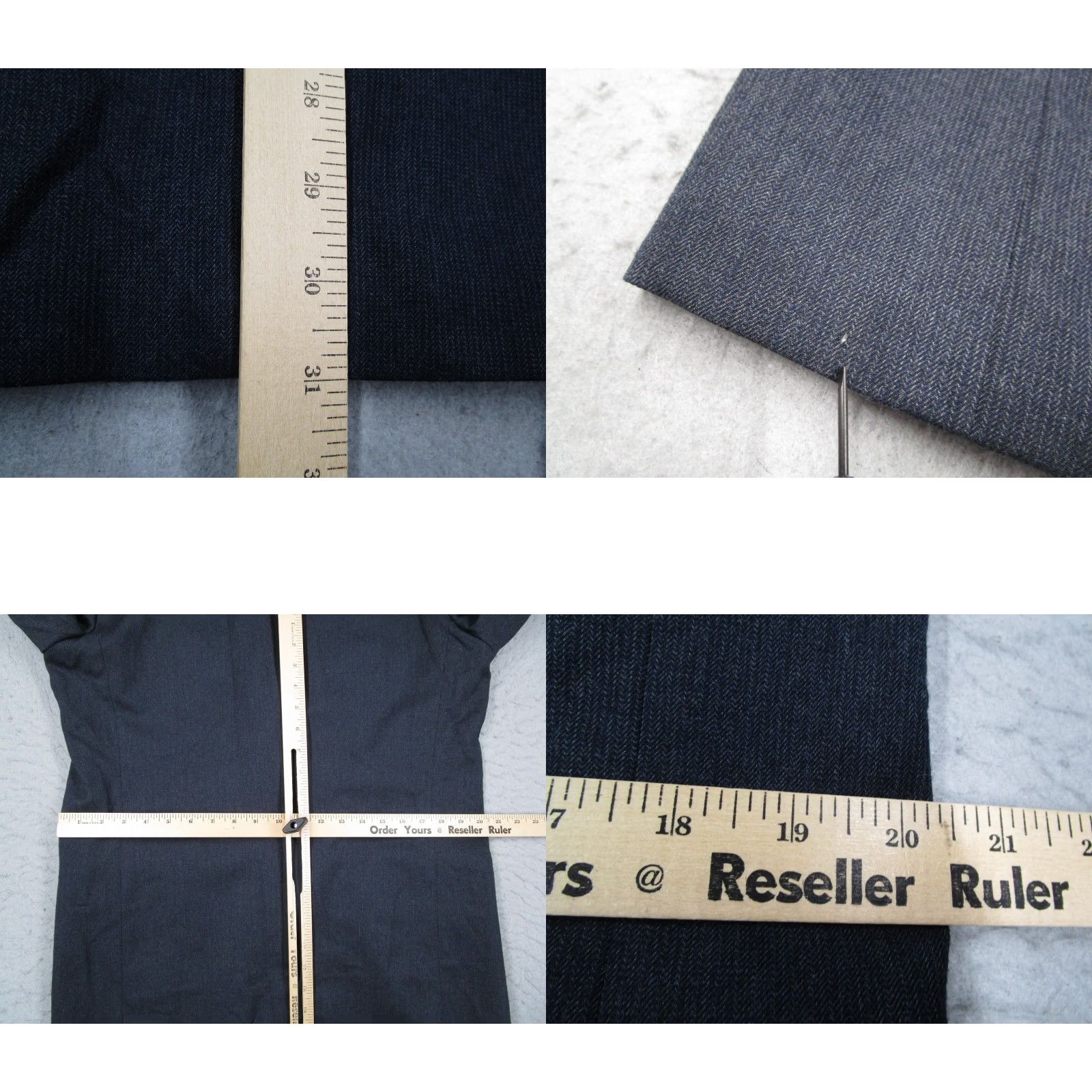 Yves Saint Laurent VINTAGE Yves Saint Laurent Blazer Mens 40 Blue Herringbone Double Breasted Wool Retro France Size 40R - 8 Thumbnail