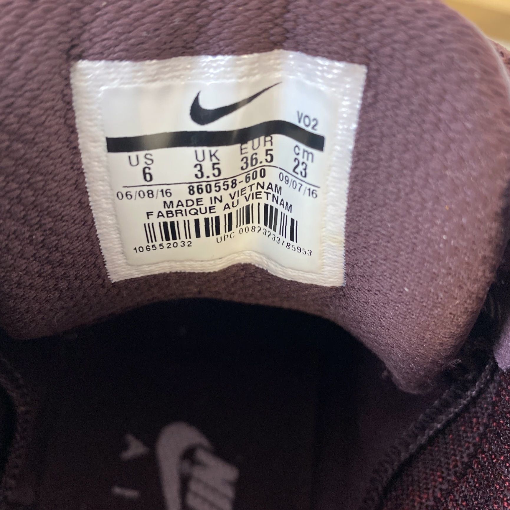 Nike VINTAGE Nike Lunar Air Force 1 High Flyknit Work Boot Maroon Burgundy WMNS Sz 6 / S1 Hi Tops Boots Womens Size US 6 / IT 36 - 6 Thumbnail
