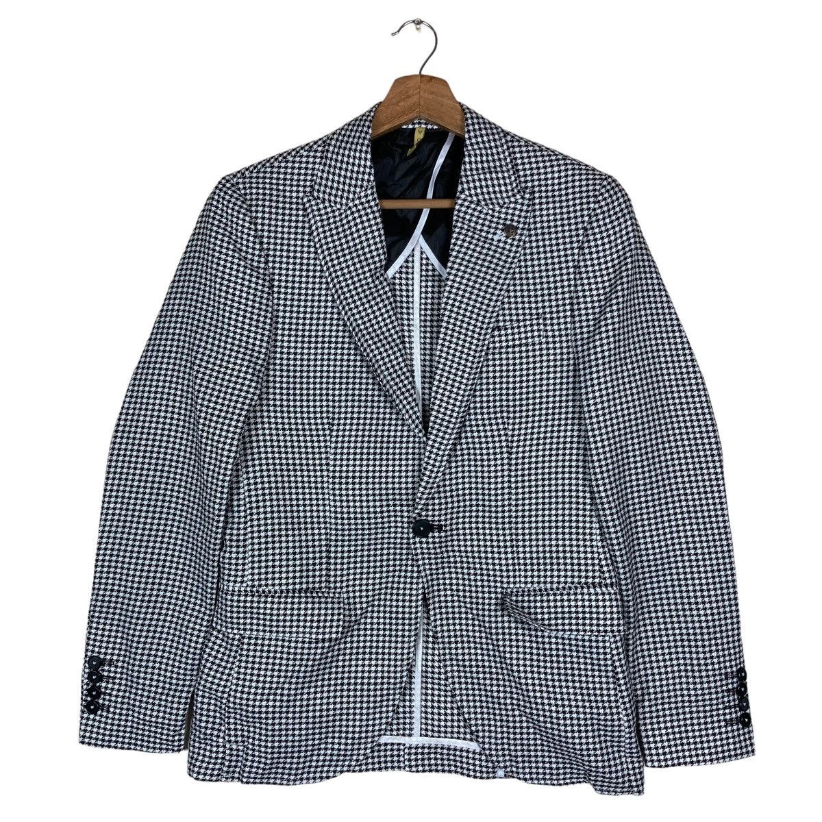 Vintage Vintage Owen Tiny Checkered Flat Button Coat Blazer Jacket Size US S / EU 44-46 / 1 - 1 Thumbnail