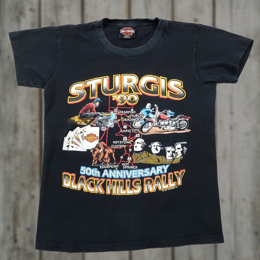 Harley Davidson VINTAGE Harley-Davidson Shirt Mens S Black 1990s Sturgis Single Stitch T-Shirt Graphic Print Comfort Retro 90s Grunge Outdoor Logo Used Stitch Size US S / EU 44-46 / 1 - 1 Thumbnail