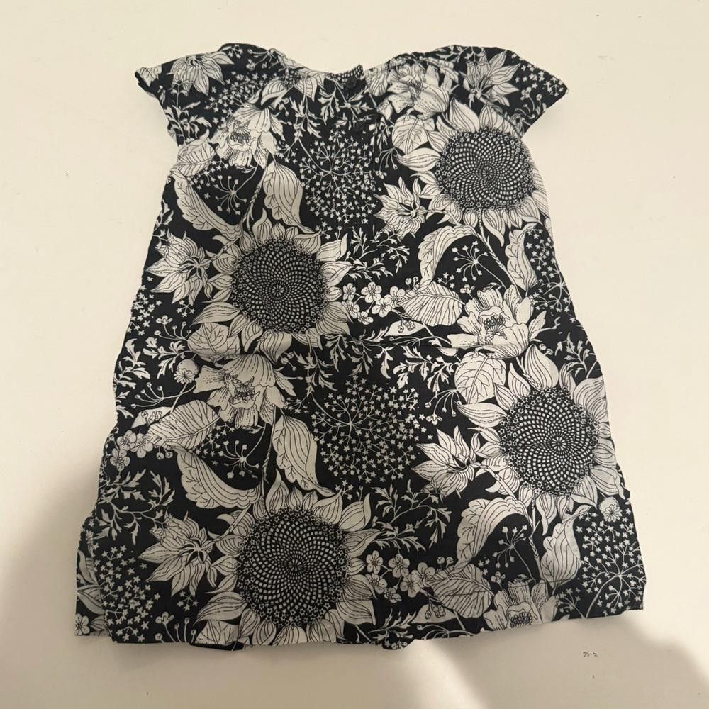 Gap Baby GAP Floral Black and White Print Short Sleeve Dress 2T Size ONE SIZE - 5 Thumbnail