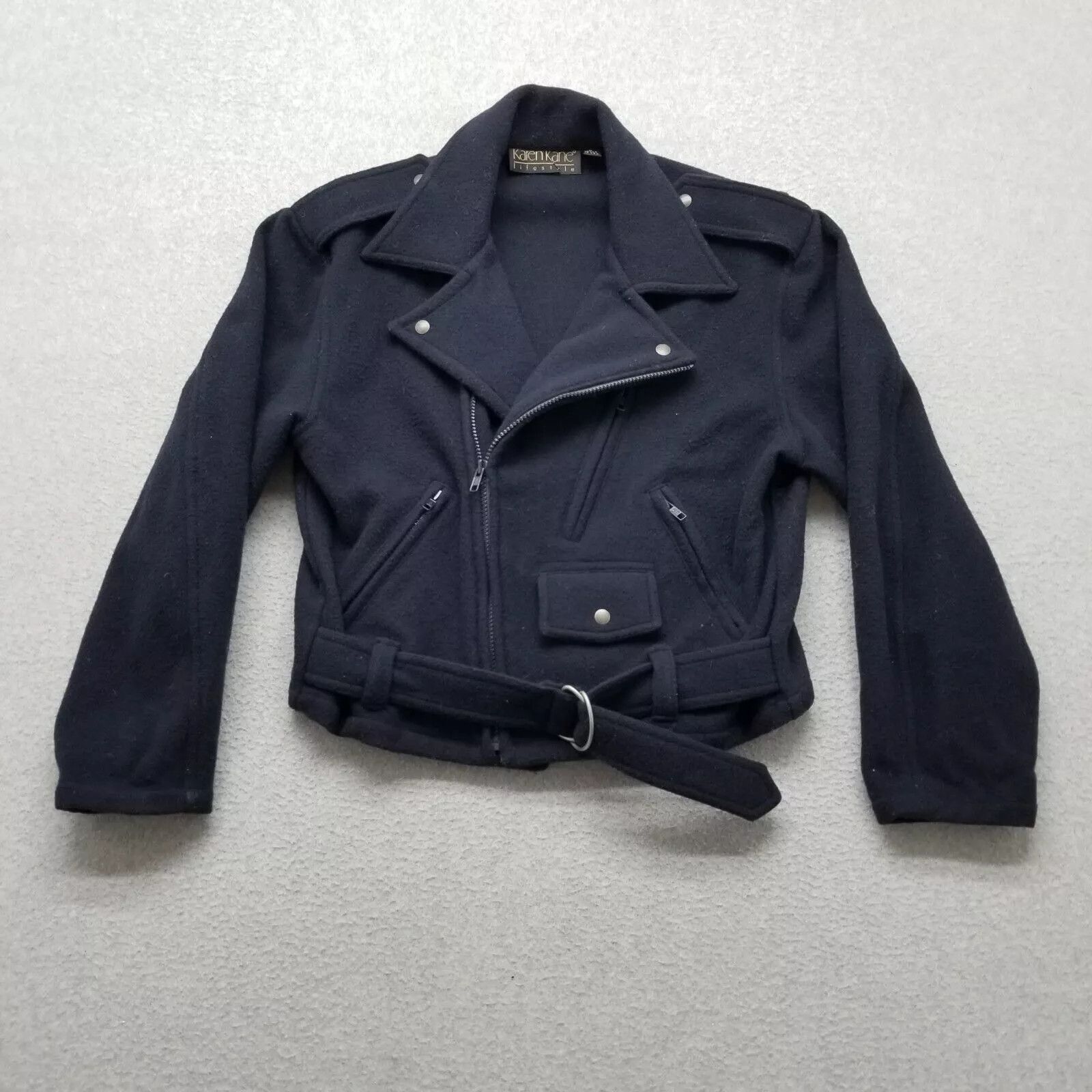 Other Karen Kane Jacket Womens Medium Blue Zip Pockets Belt Casual Size M / US 6-8 / IT 42-44 - 1 Thumbnail