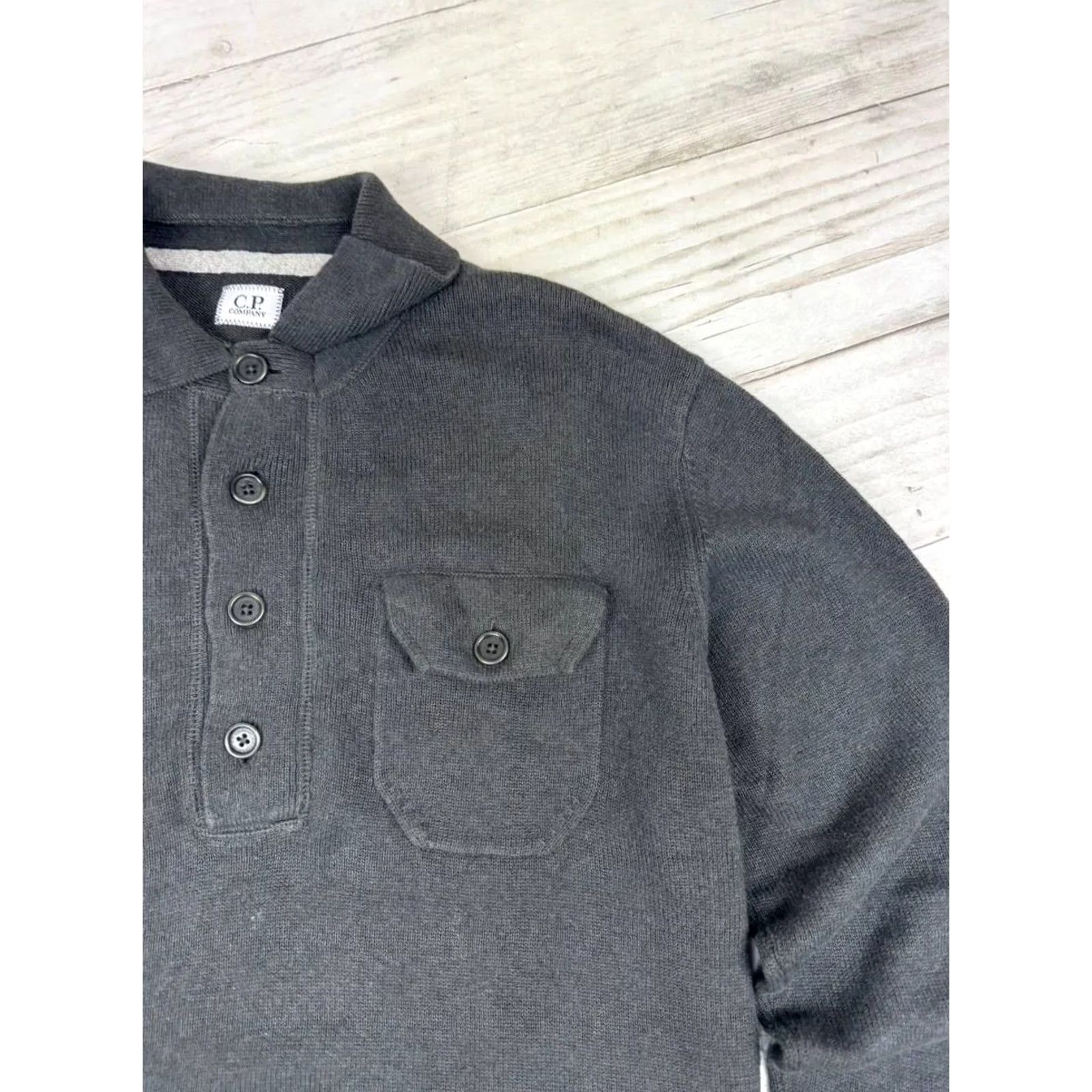 Vintage Cp Company Wool Knit Polo Sweater Men Size 52 Gray Size US L / EU 52-54 / 3 - 6 Thumbnail