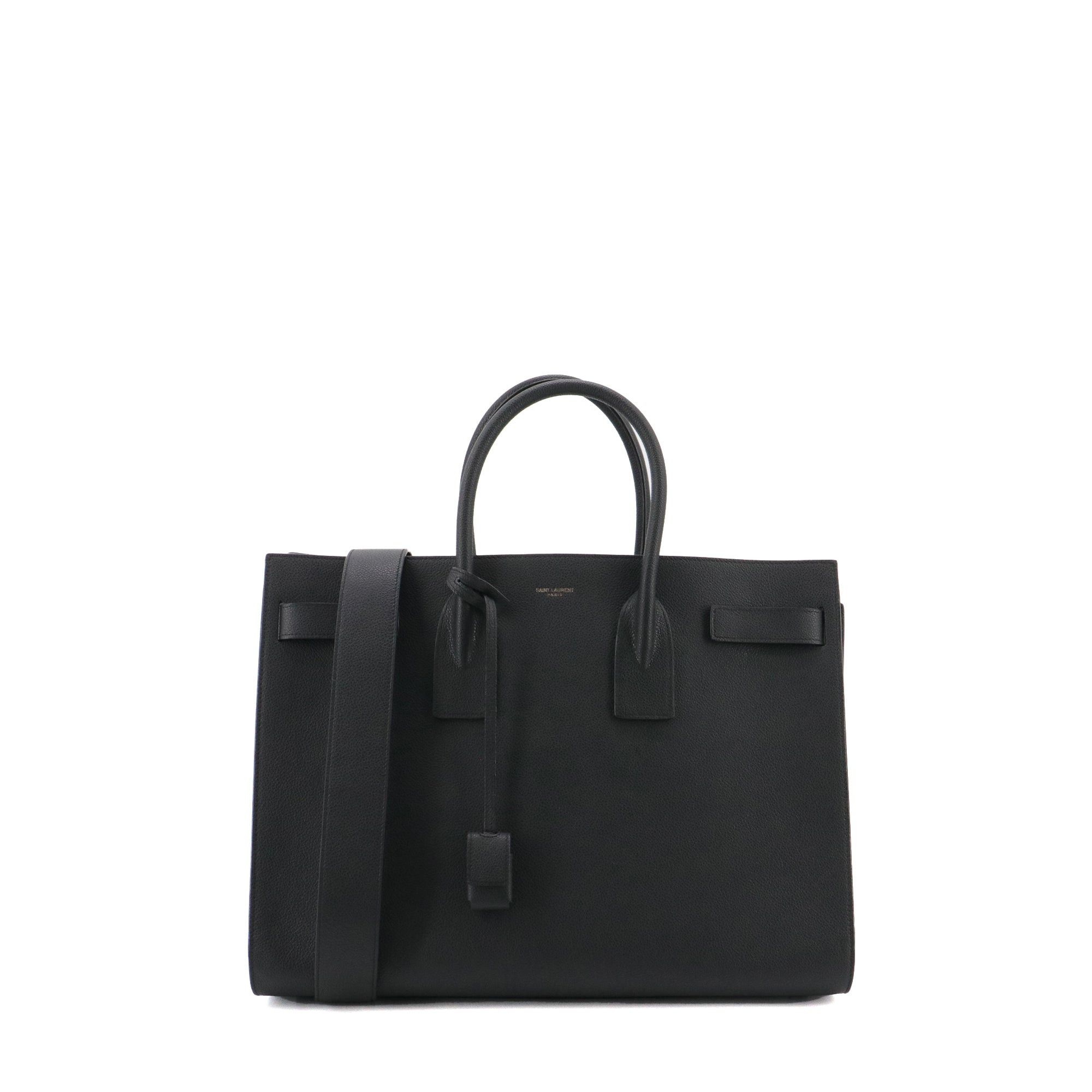 Saint Laurent Paris SAINT LAURENT - Large Saint Laurent Day Bag in black grained leather Size ONE SIZE - 1 Thumbnail
