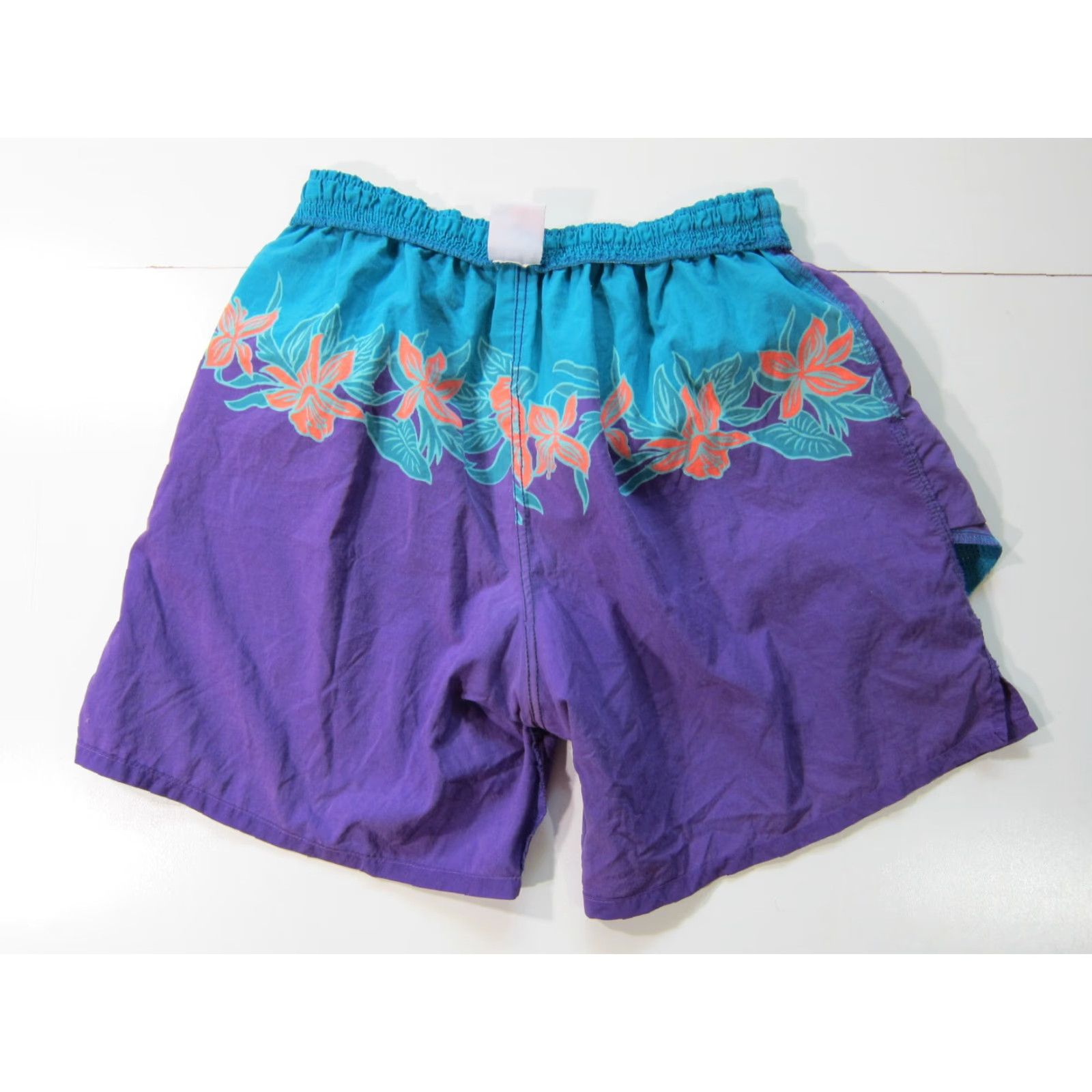 Speedo VINTAGE Speedo Nylon Purple Green Floral Hawaiian Pocket Swim Board Short M-L Size US 34 / EU 50 - 6 Thumbnail