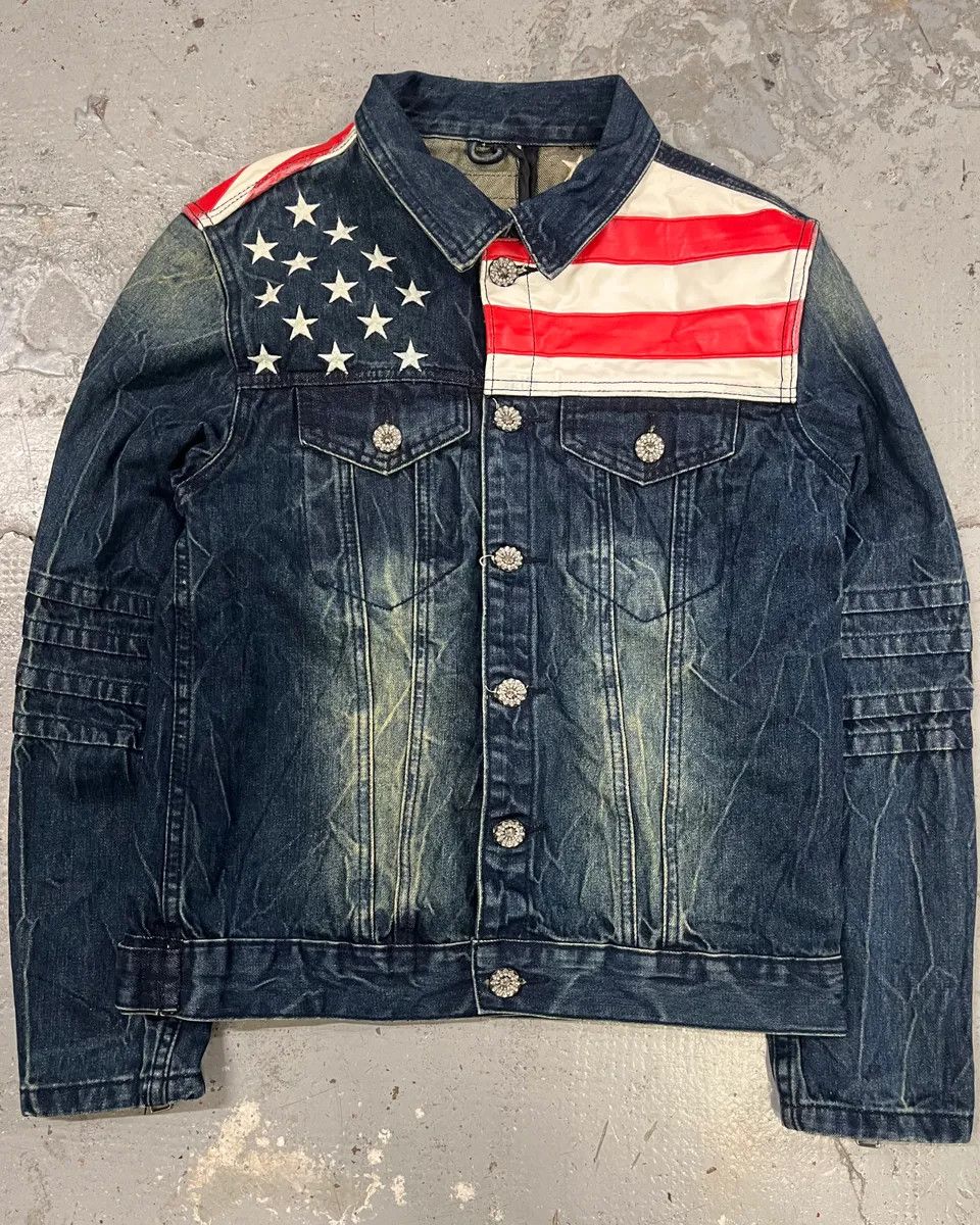 Dsquared2 × Vintage Dsquared2 Blue Faded Denim US Flag Jacket Size US S / EU 44-46 / 1 - 1 Thumbnail