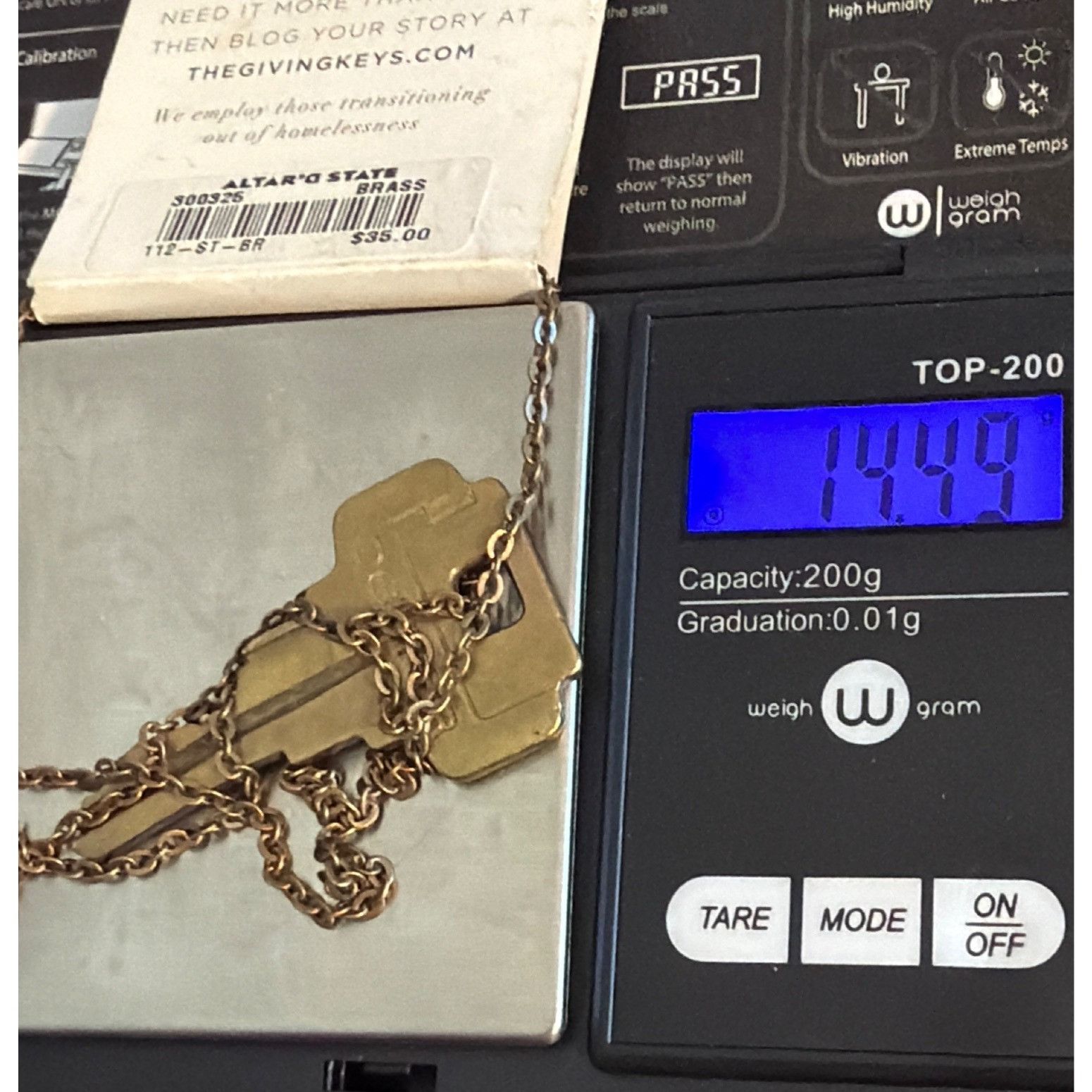 Other The Giving Keys Brass Strength Key Necklace Altard State Bra Size ONE SIZE - 6 Thumbnail