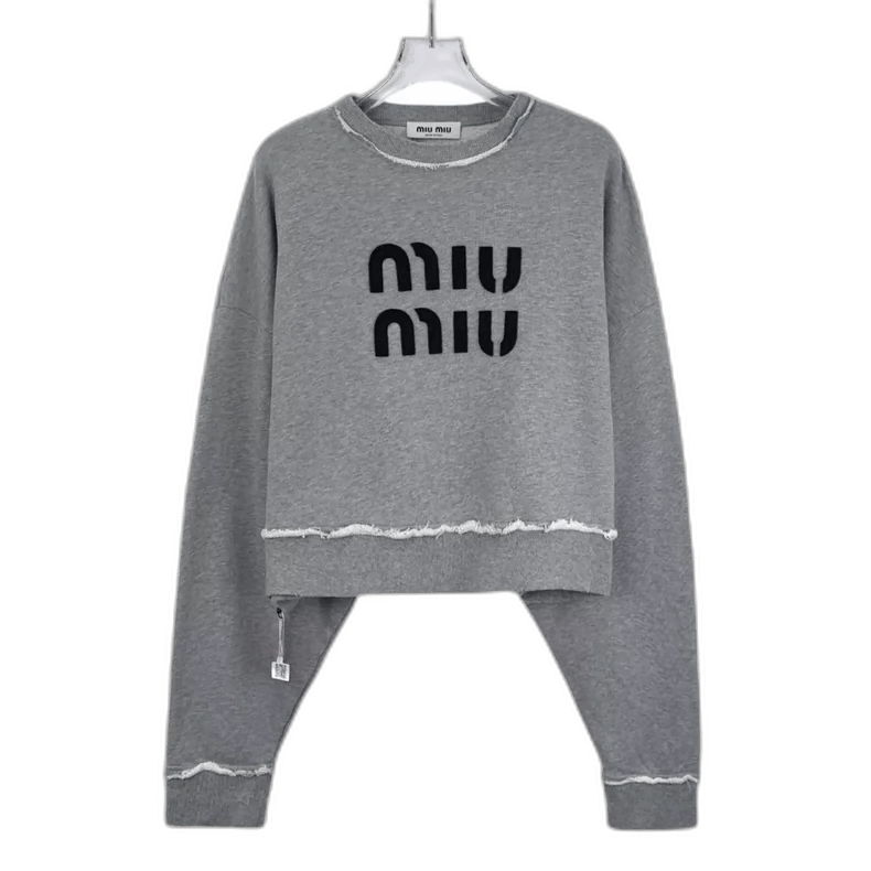 Miu Miu MiuMiu Gray Logo Cotton Long Sleeve Sweatshirt Size XS / US 0-2 / IT 36-38 - 1 Thumbnail