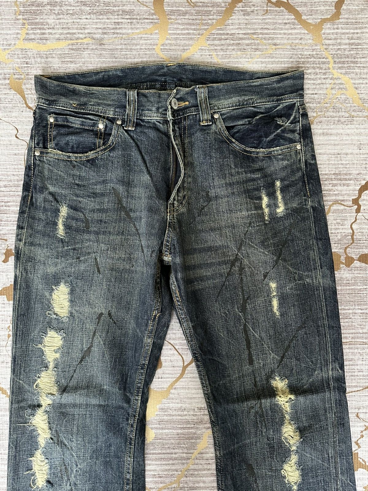 Japanese Brand FLARE Japanese Brand Distressed Claw Marks Design Denim Size US 33 - 5 Thumbnail