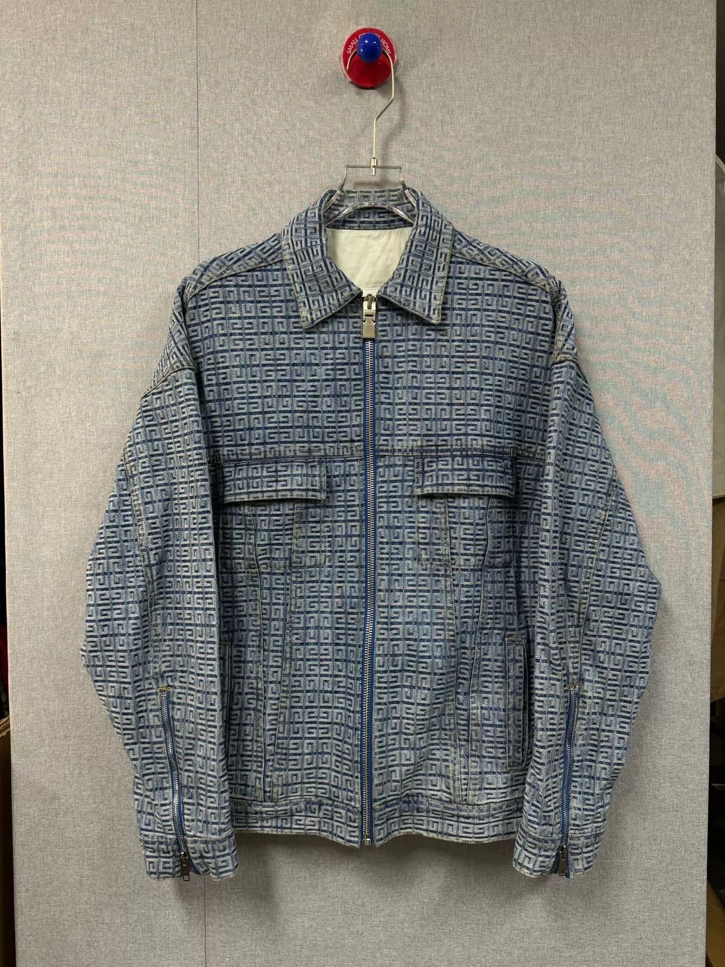 Givenchy Blue Geometric Pattern Zip-Up Jacket Size M Size US M / EU 48-50 / 2 - 1 Thumbnail