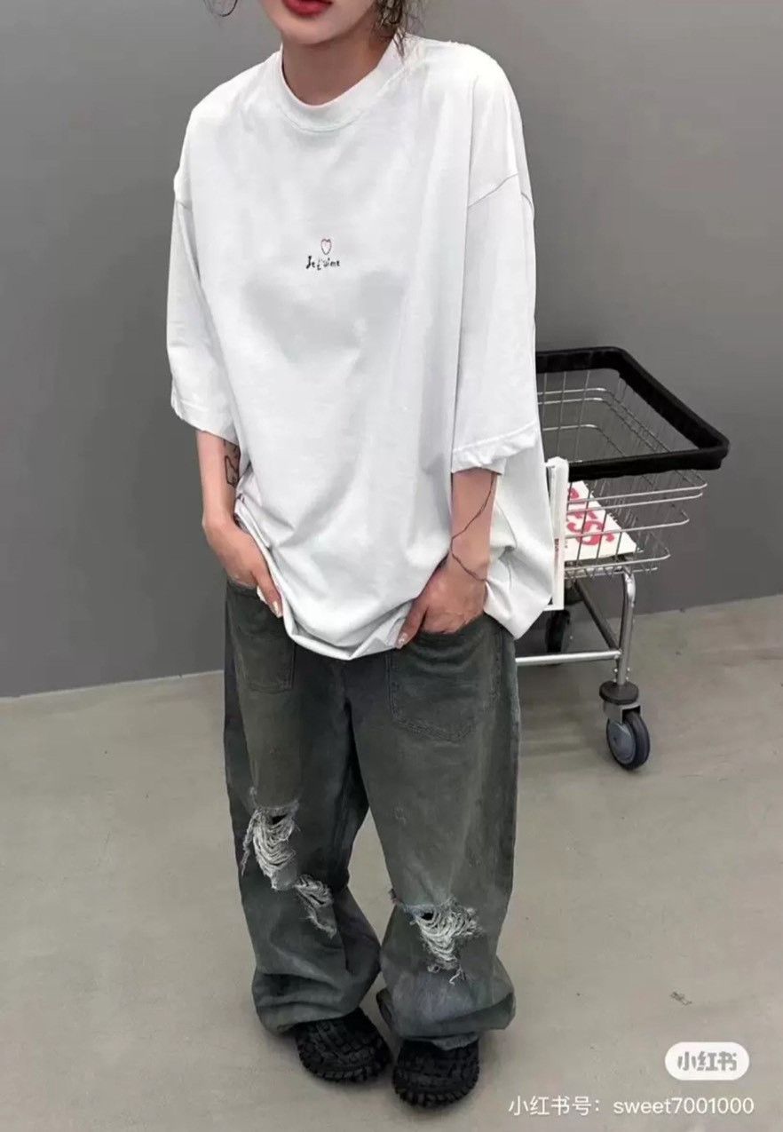 Balenciaga Balenciaga Tanabata Love Embroidered Small Logo Short Sleev Size US M / EU 48-50 / 2 - 9 Thumbnail