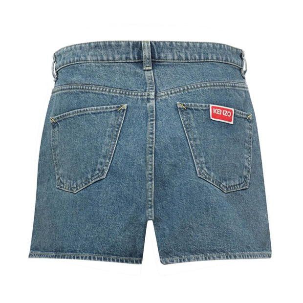 Kenzo o1g2r1mq1024 Logo Embroidered Denim Shorts in Blue Size 31" - 2 Thumbnail