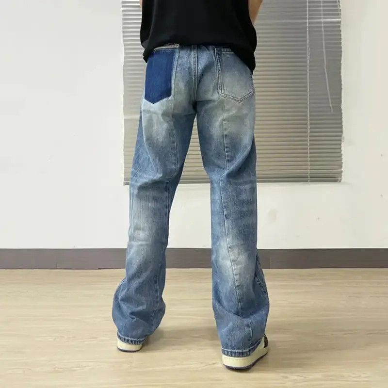 image of Vintage Jeans Straight Legs Casual Denim Trousers Loose Fit Wide Leg in Blue, Men's (Size 30)