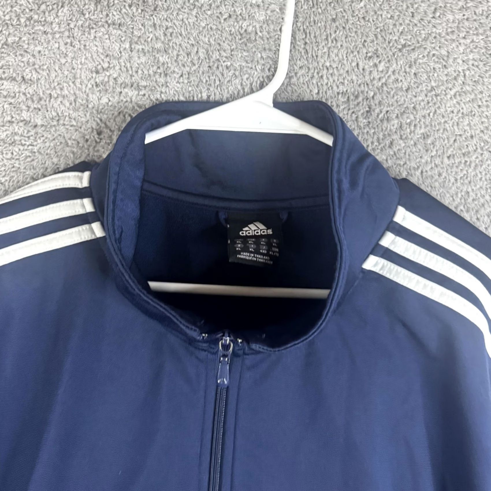 Adidas Adidas Track Jacket Mens XL Blue Full Zip 3 Stripe Collar Athletic Training Size US XL / EU 56 / 4 - 6 Thumbnail