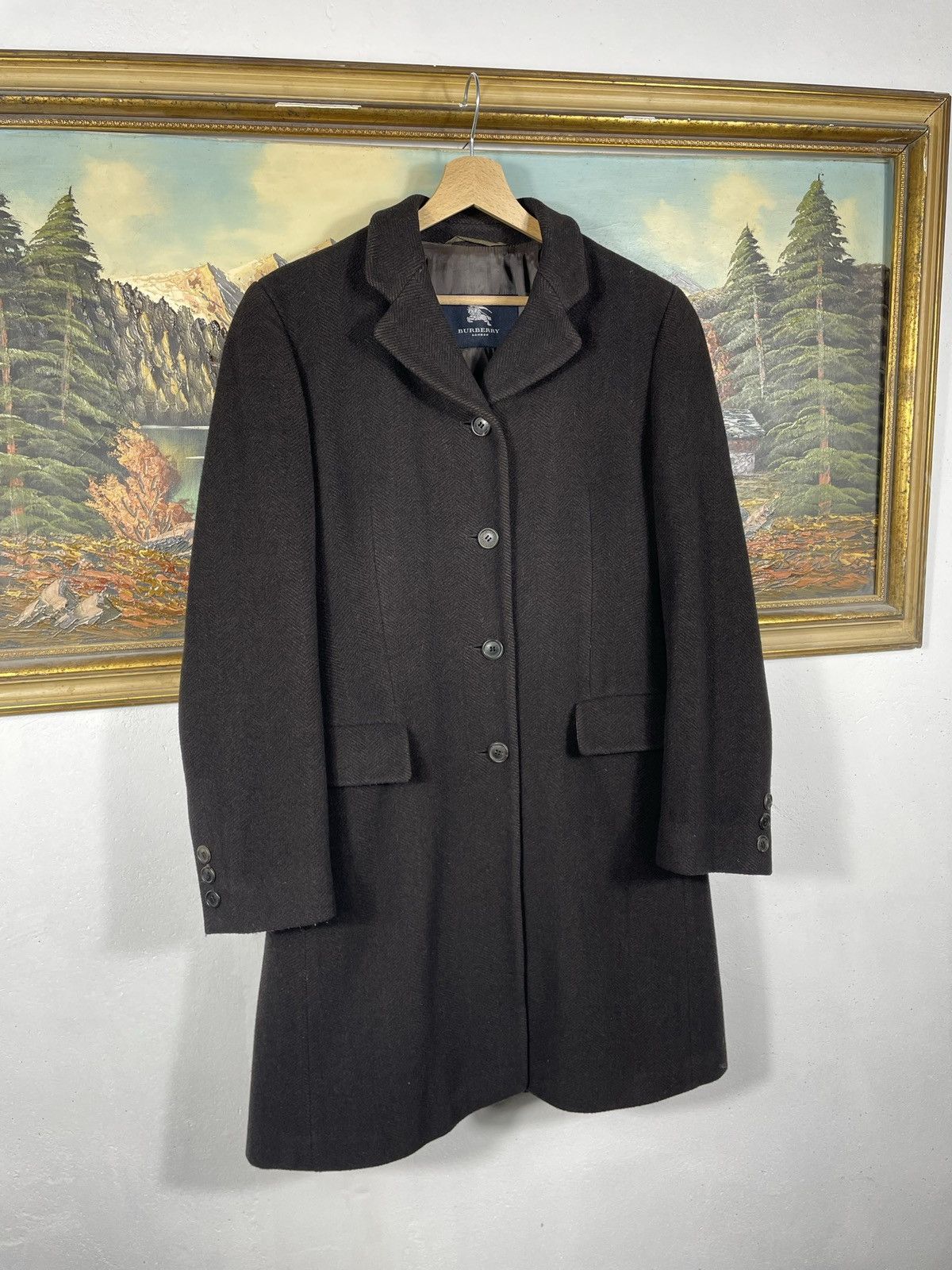 Burberry × Designer × Vintage Burberry Retro 90s Thick Wool Brown Heavy Coat Size S / US 4 / IT 40 - 3 Thumbnail