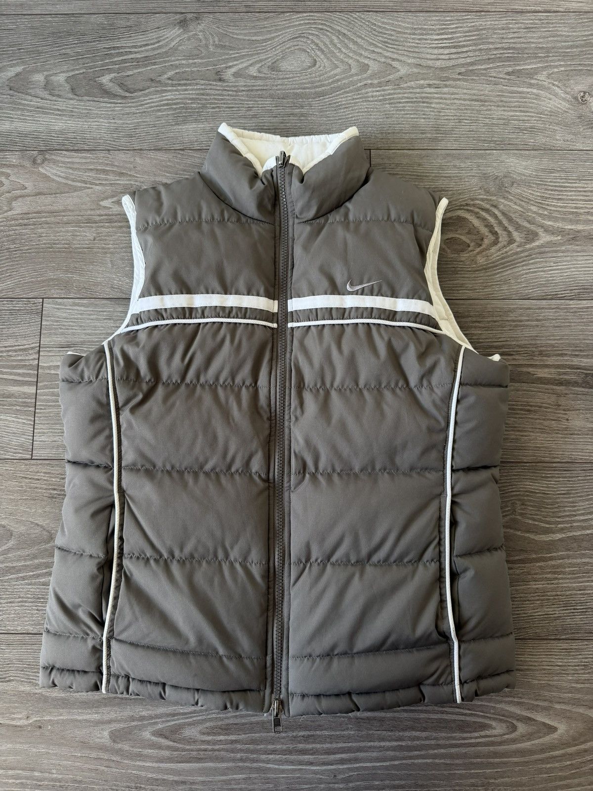 Vintage ‼️Vintage Knit Swoosh Logo Puffer Reversible Brown Vest‼️ Size M / US 6-8 / IT 42-44 - 10 Thumbnail