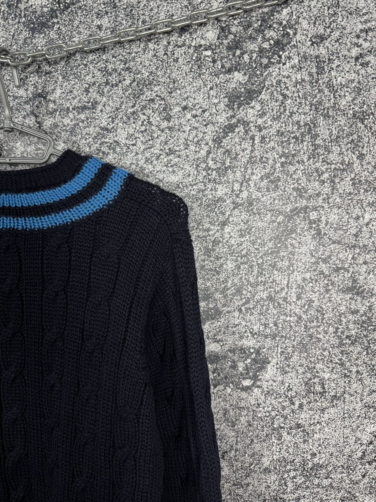 Fred Perry Fred Perry Vintage V-Neck Cable Knit Sweater Pullover Sz 44 Size US L / EU 52-54 / 3 - 12 Thumbnail